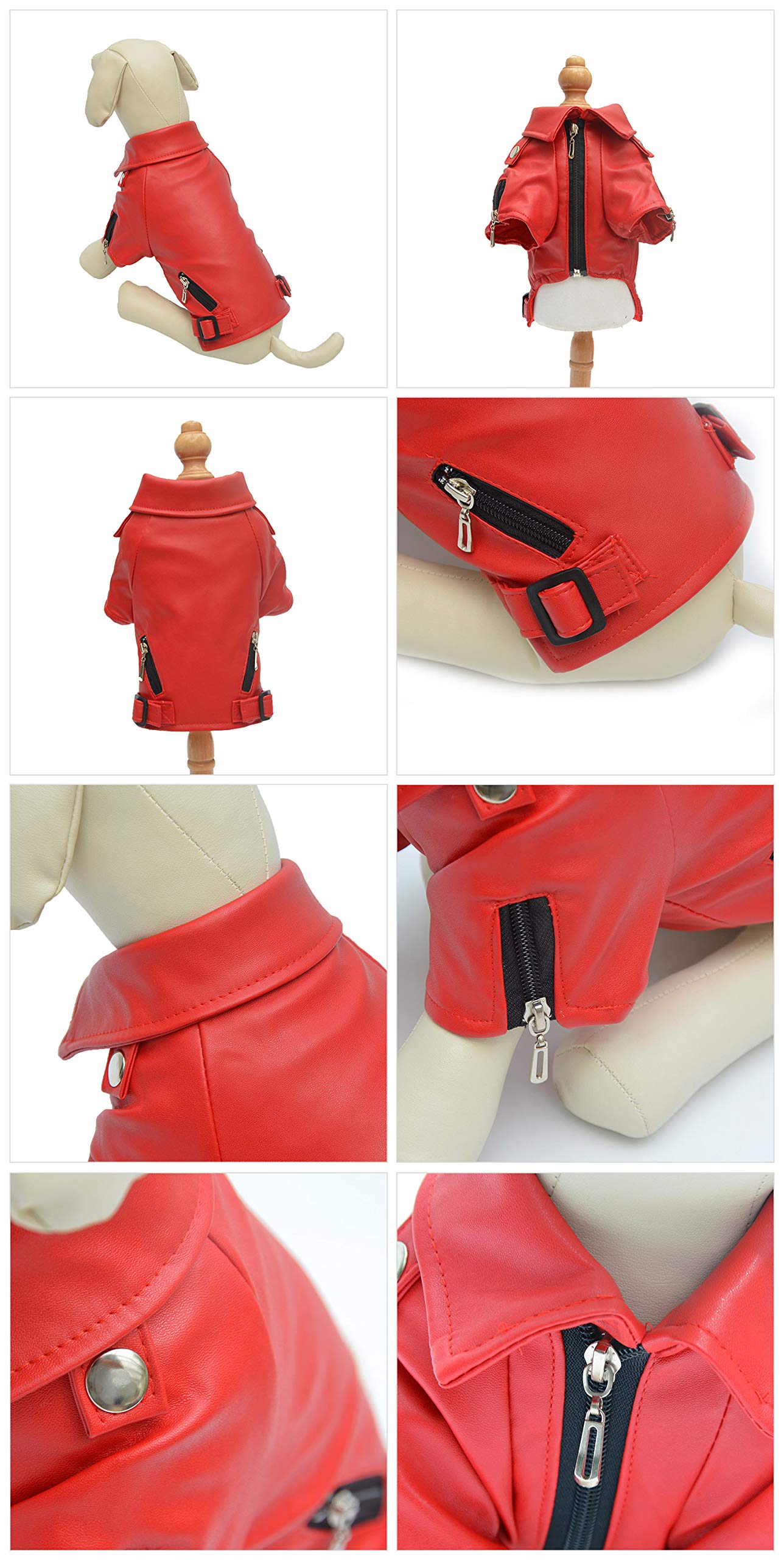Lovelonglong Cool Dog Leather Jacket, Warm Coats Dogs Windproof Cold Weather Coats For Large Medium Small Dogs, Bichon Clothing