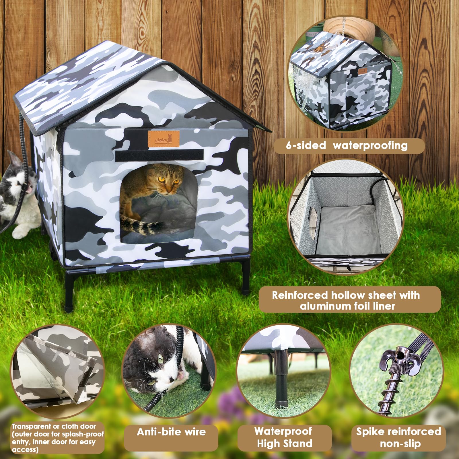 Lofkd Heated Cat House For Outdoor Use Weatherproof, Sturdy,Insulated, Easy Setup, Winter