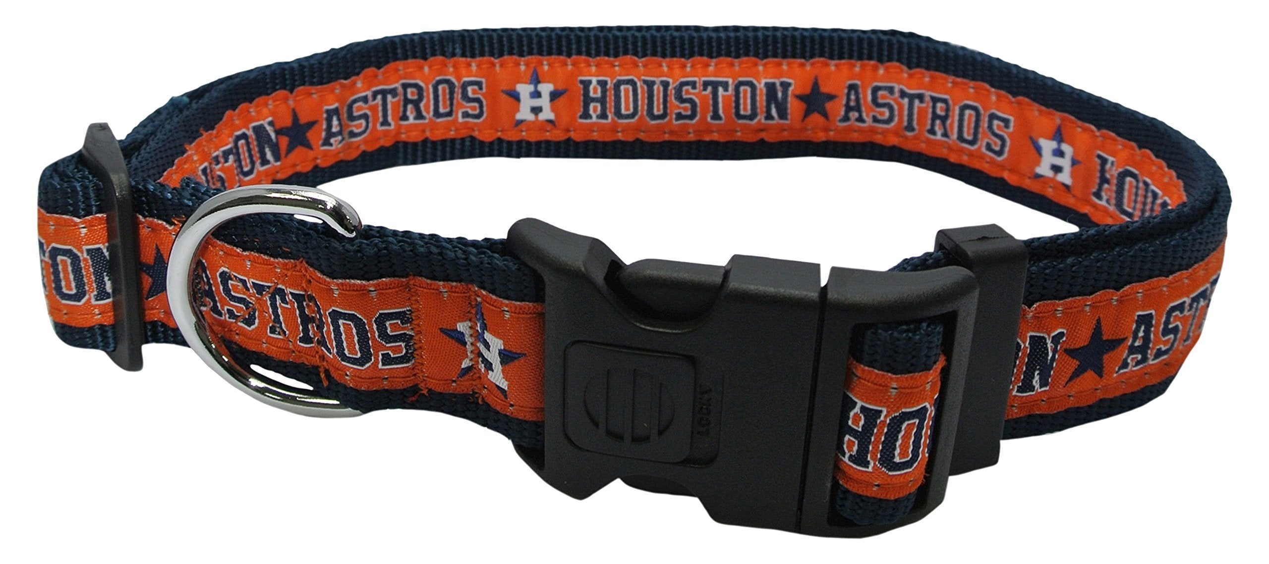 Mlb Houston Astros Licensed Pet Collar- Heavy-Duty, Strong, And Durable Dog Collar. Available In 29 Baseball Teams And 4 Sizes