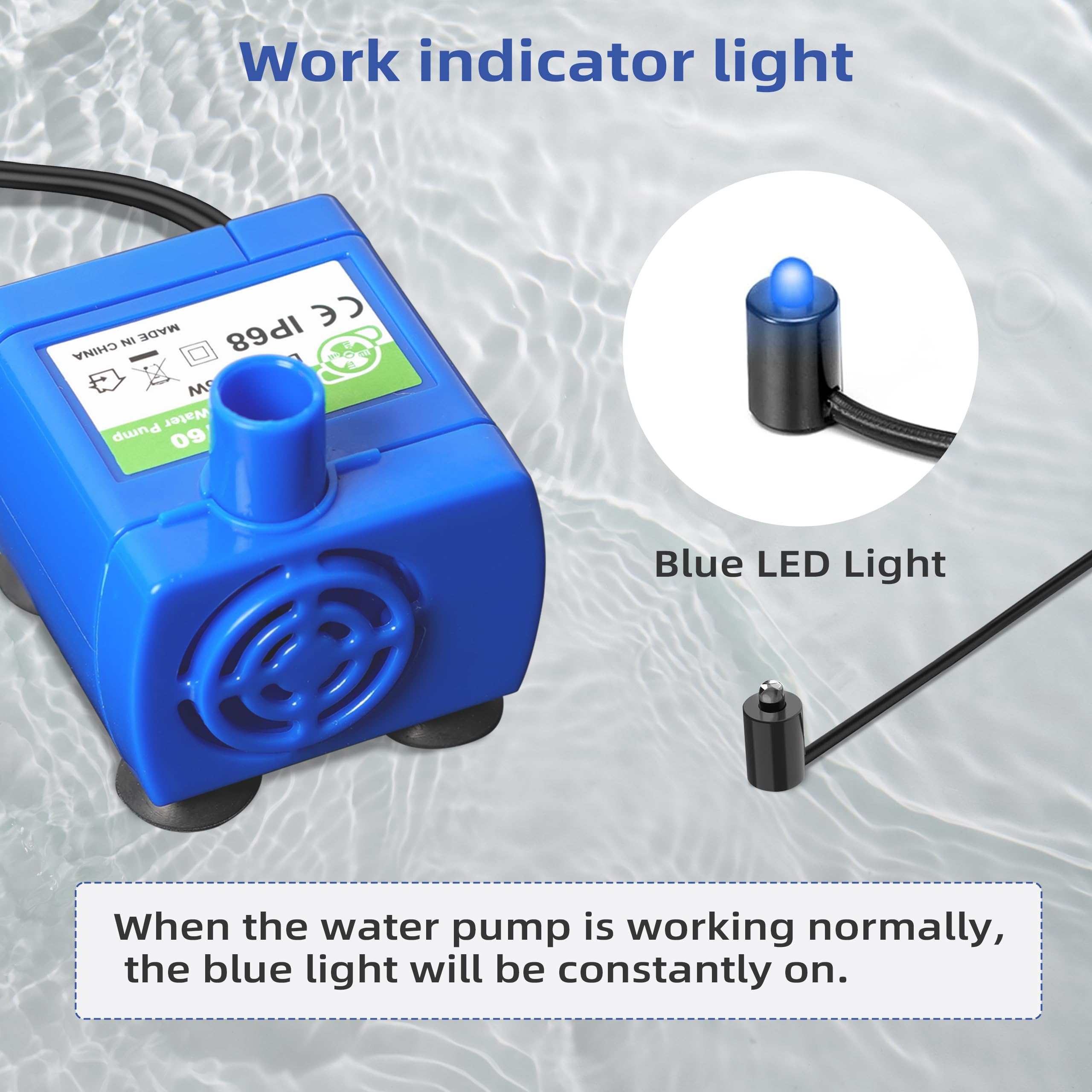 Ip68 Dr-Dc160 Submersible Water Pump Cat Water Fountain Pump For Tritone Ceramic, Stainless Steel, Round Flower Cap Cat Fountain