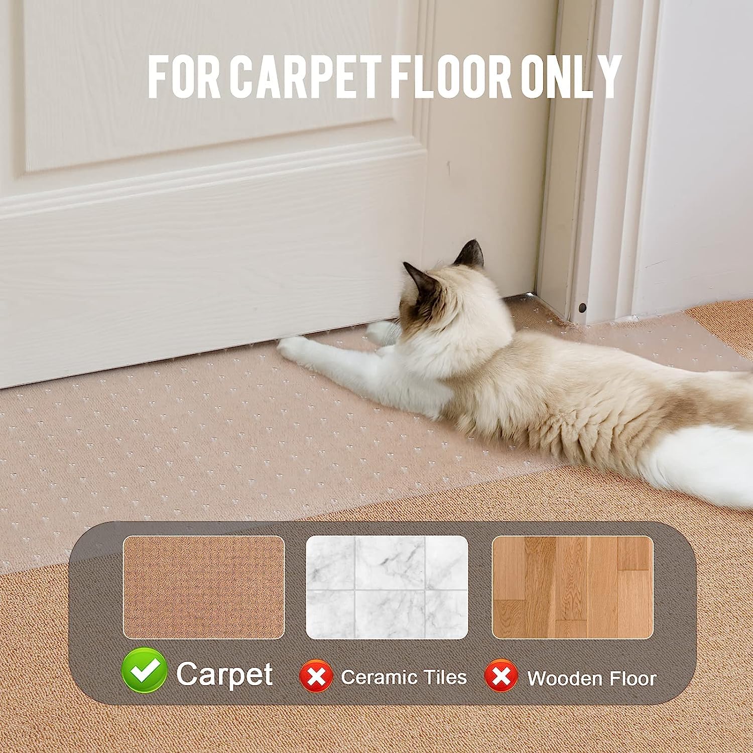 Uross Carpet Protector For Pets - Cat Scratch Guard Mat, Anti Scratch Under Door Guard, Easy To Cut Plastic, 3.6Ft