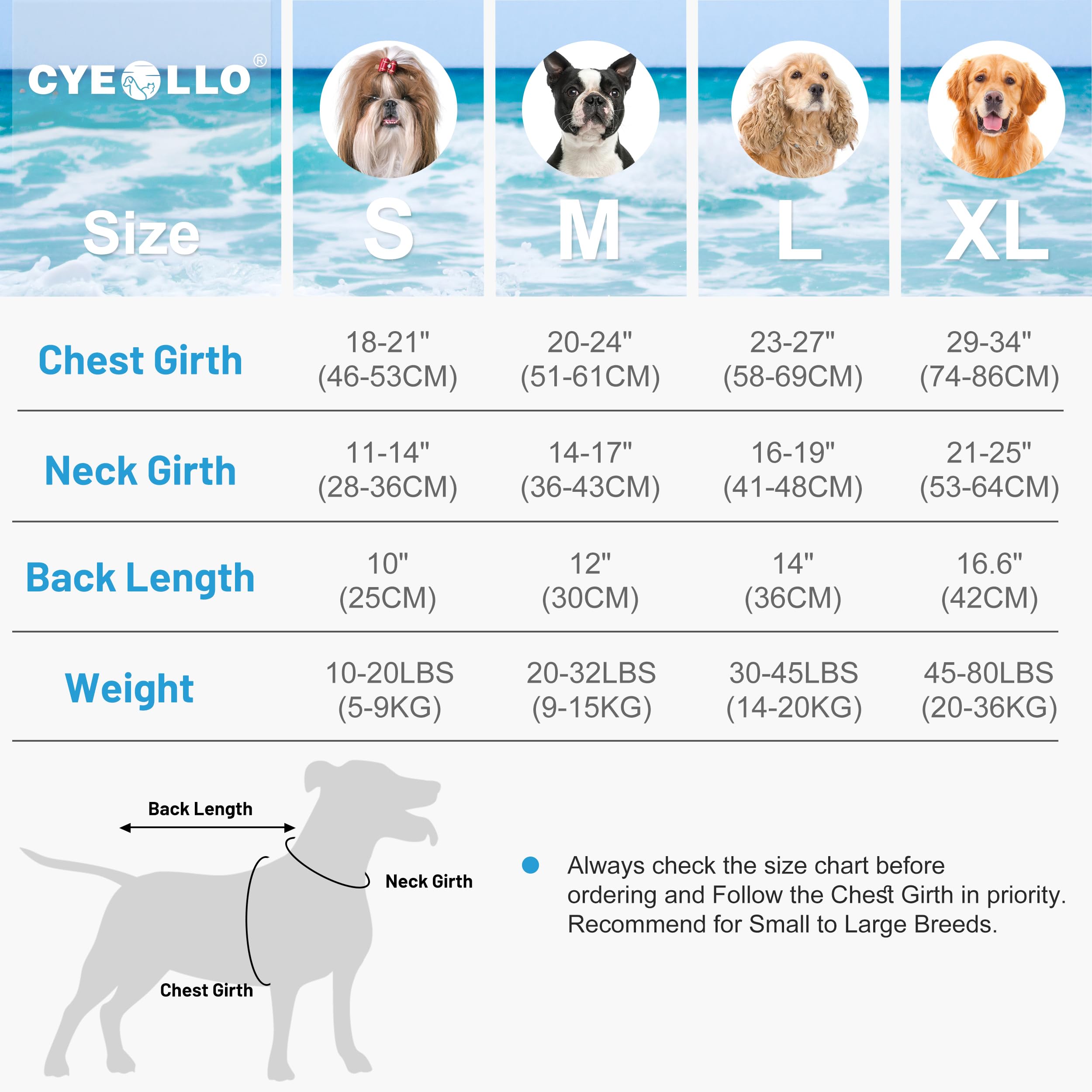 Cyeollo Dog Life Jacket Reflective Printed Dog Life Vest For Swimming Boating, High Buoyancy Pet Safety Vest Lightweight Small M