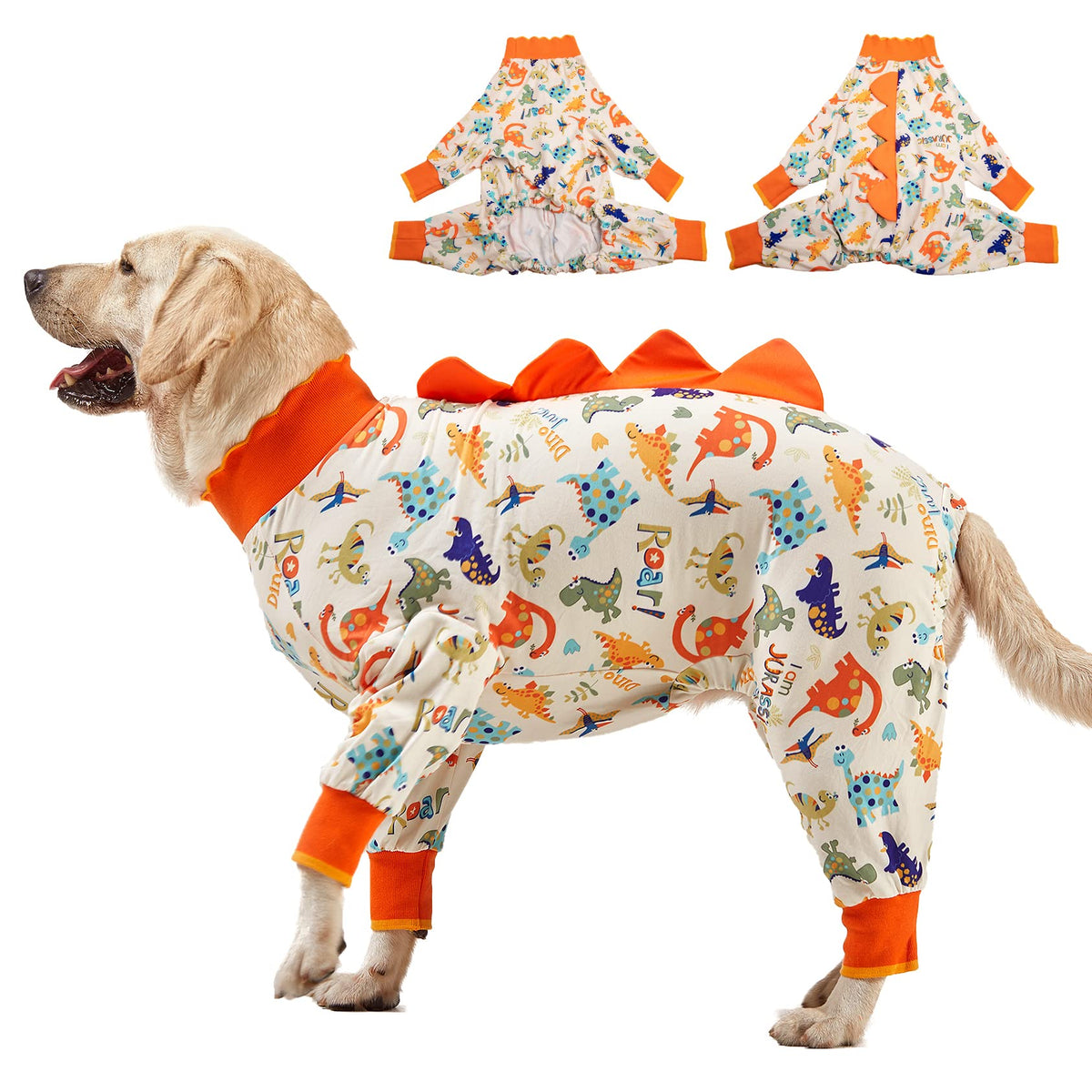 Lovinpet Large Dog Pajamas, Anti Licking, Recovery Suit, Lightweight Jurassic Knit, Uv For Large Dogs/L