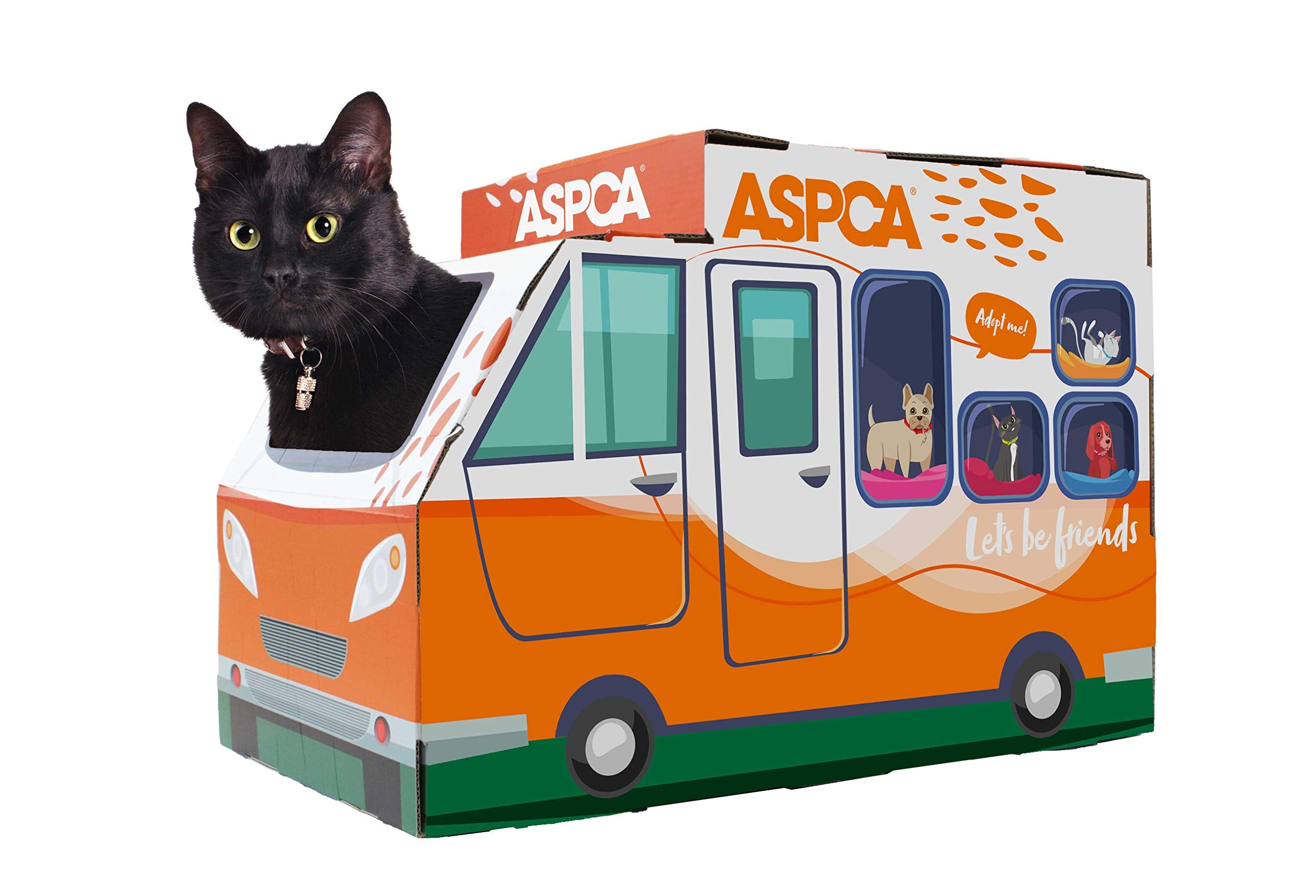 ASPCA Cat House & Scratcher with Bonus Catnip - Adoption Truck Design, Perfect for Cats, Durable & Fun Play Space
