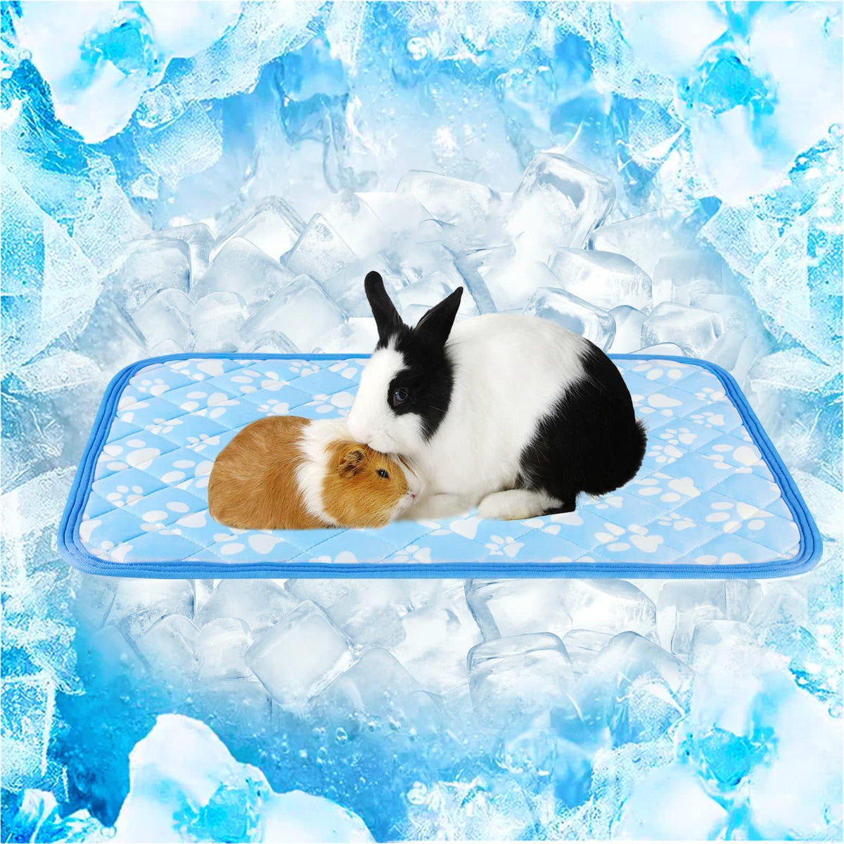 Rywell Self-Cooling Mat For Dogs Small,Cats,Rabbit&Guinea Pig Cage Liners 24'' X 18''- Endothermic Color Changing Arc-Chill Cooling Fiber - Washable Non-Toxic Summer Pet Bed, Non-Slip, Foldable