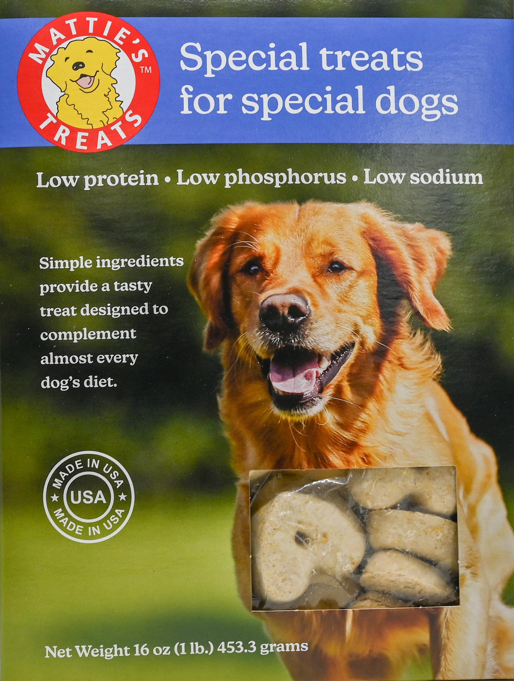 Matties Treats: 1 Pound Box; Low Protein, Low Phosphorus, Low Sodium Dog Treats