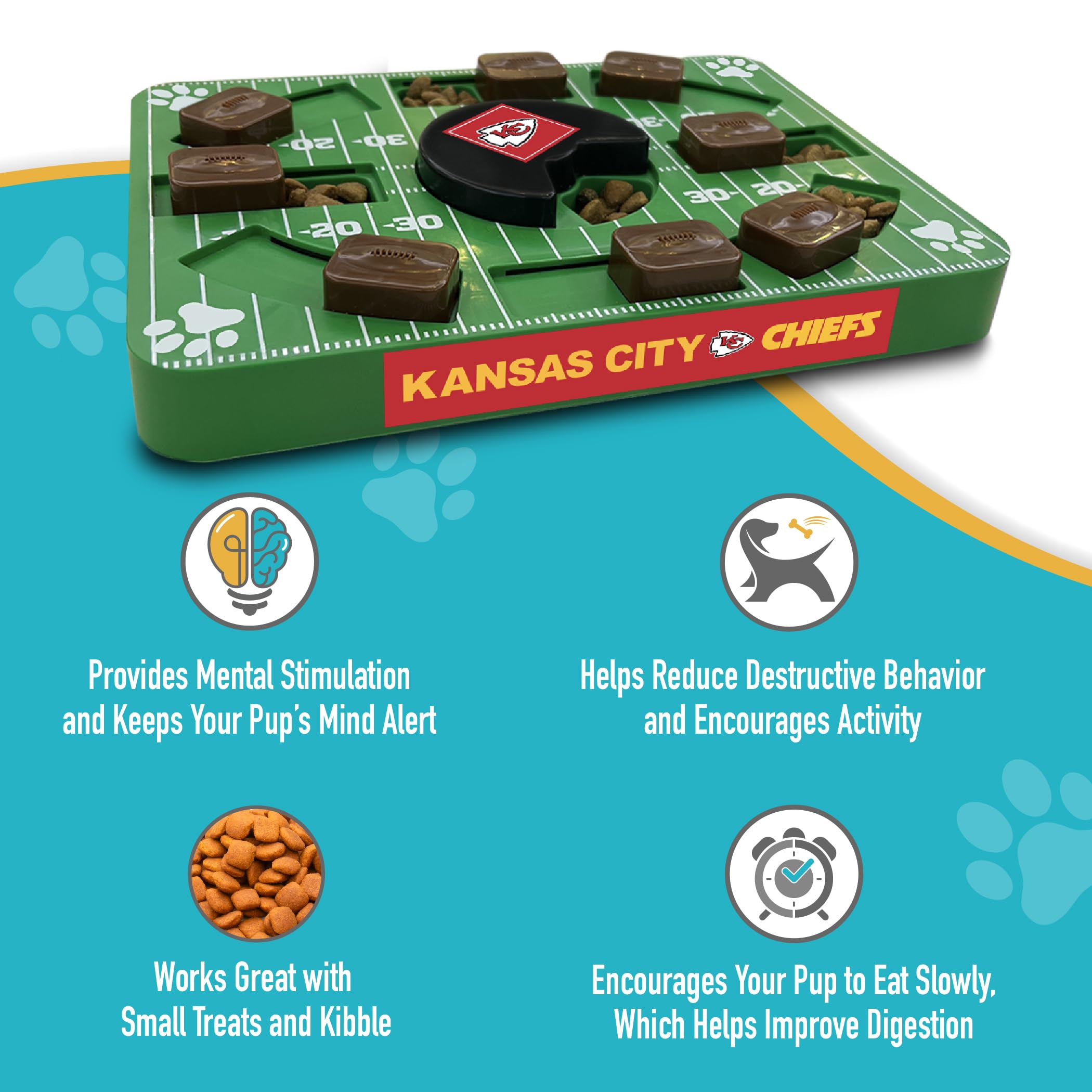 Pets First Nfl Kansas City Chiefs Puzzle Toy - Interactive Dog Puzzle Treat Toy