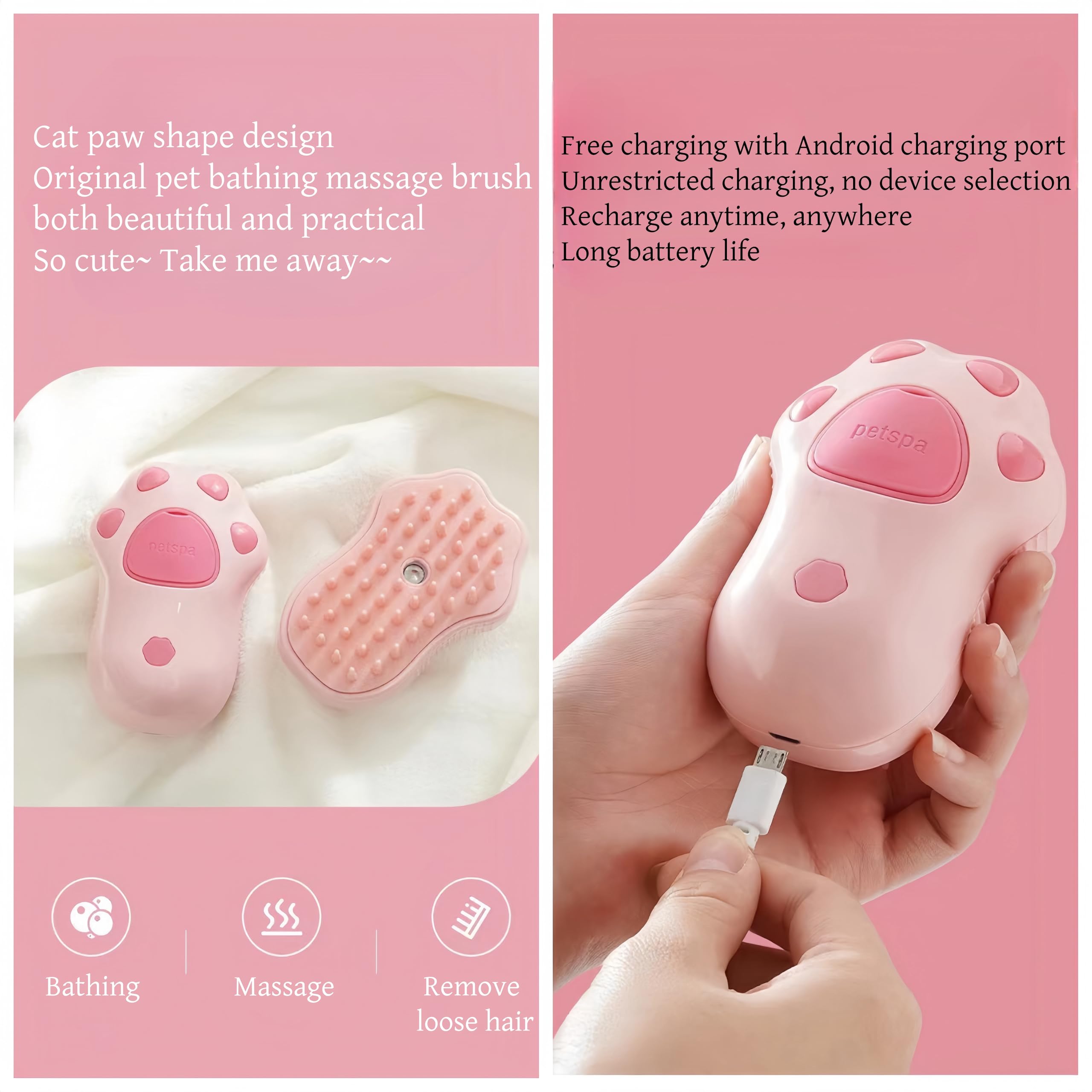 Cat Steam Brush For Shedding - 4 In 1 Cat Steam Brushes For Indoor, Zen Brush For Cats, Pet Spray Hair Removal Comb, Spritz Defu