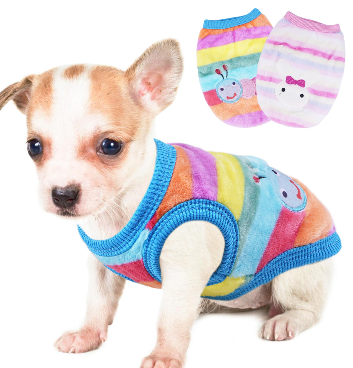 2 Pieces Chihuahua & Puppy Sweater - Cute Small & Extra Small Dog Sweater - Fleece Winter Dog Clothing