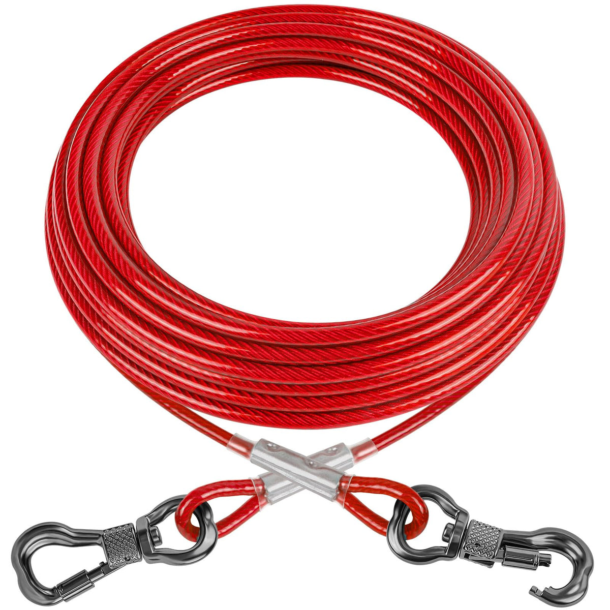 Xiaz Tie Out Cable For Dogs, 20Ft Dog Leads For Yard, Heavy Duty Dog Tie Out Cable For Large Dogs Up To 250Lbs, Durable Dog Runner Tether Line For Yard Or Camping