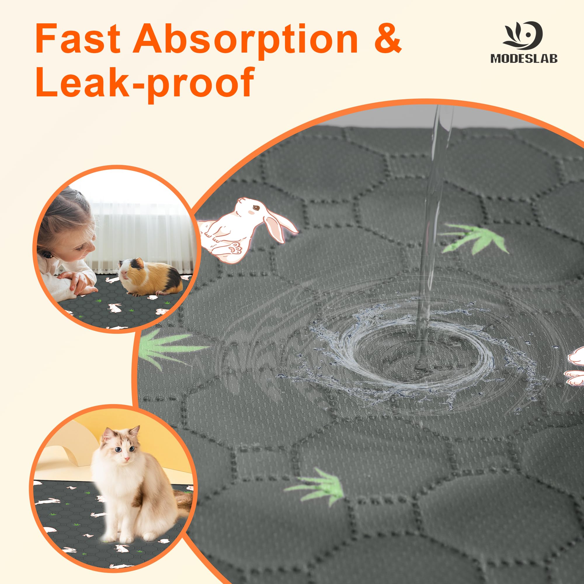 Modeslab Guinea Pig Cage Liner, 72In X 72In Fast Absorption Washable Bedding Pee Pads For Dogs Puppy Rabbit Small Animal Cage Ma