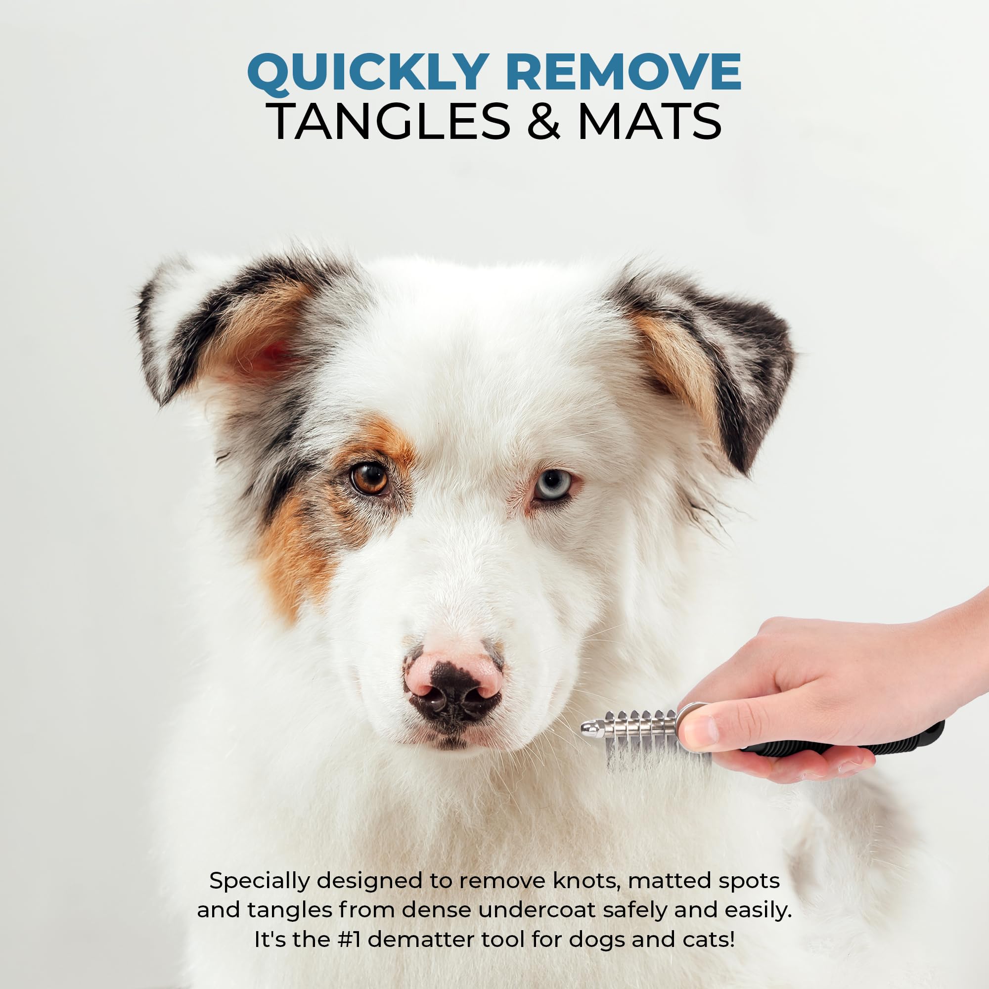 Poodle Pet Dematting Fur Rake Comb Brush Tool - Dog And Cat Comb With Long 2.5 Inches Steel Safety Blades For Detangling Matted