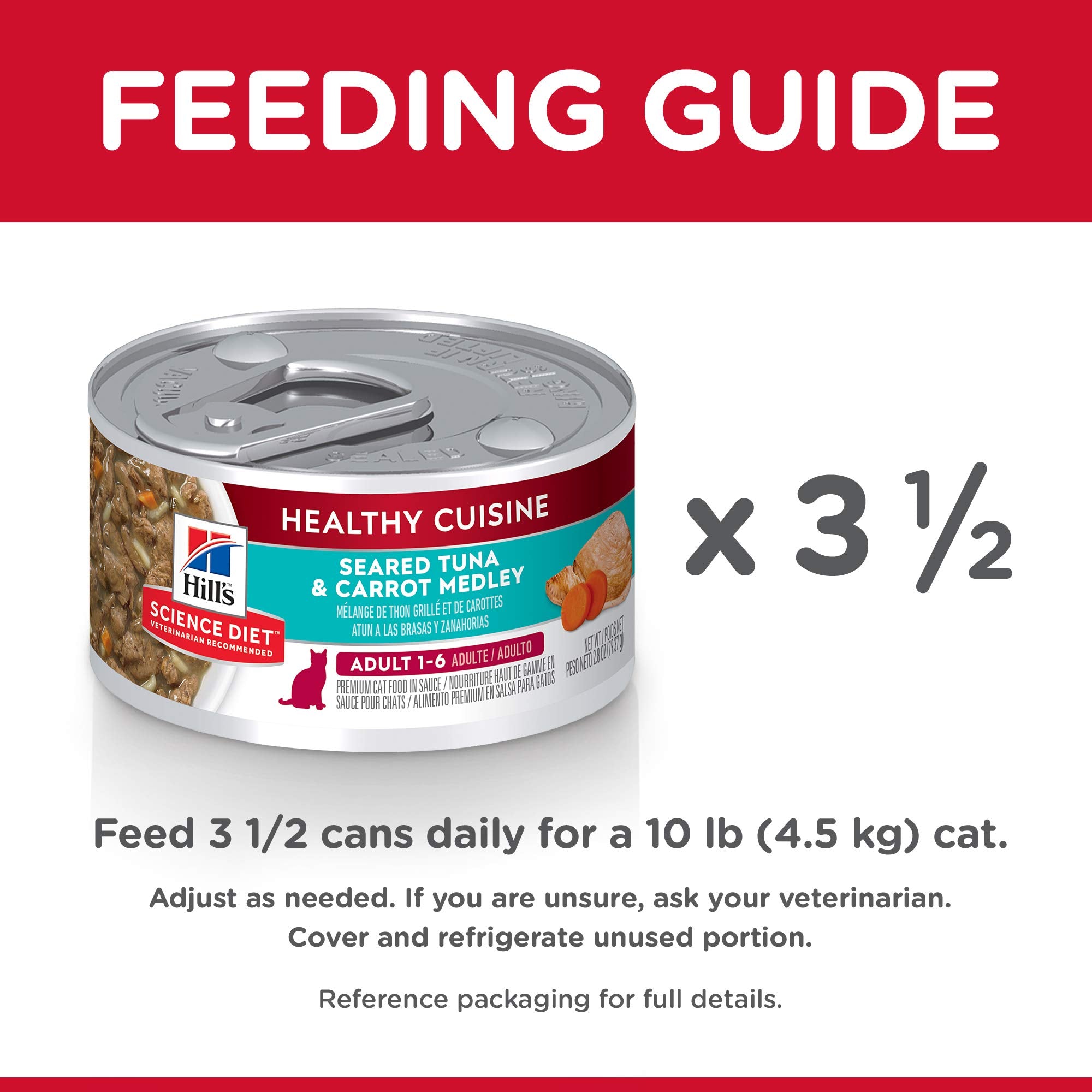 Hills Science Diet Healthy Cuisine, Adult 1-6, Great Taste, Wet Cat Food, Seared Tuna & Carrot Stew, 2.8 oz Can, Case of 24
