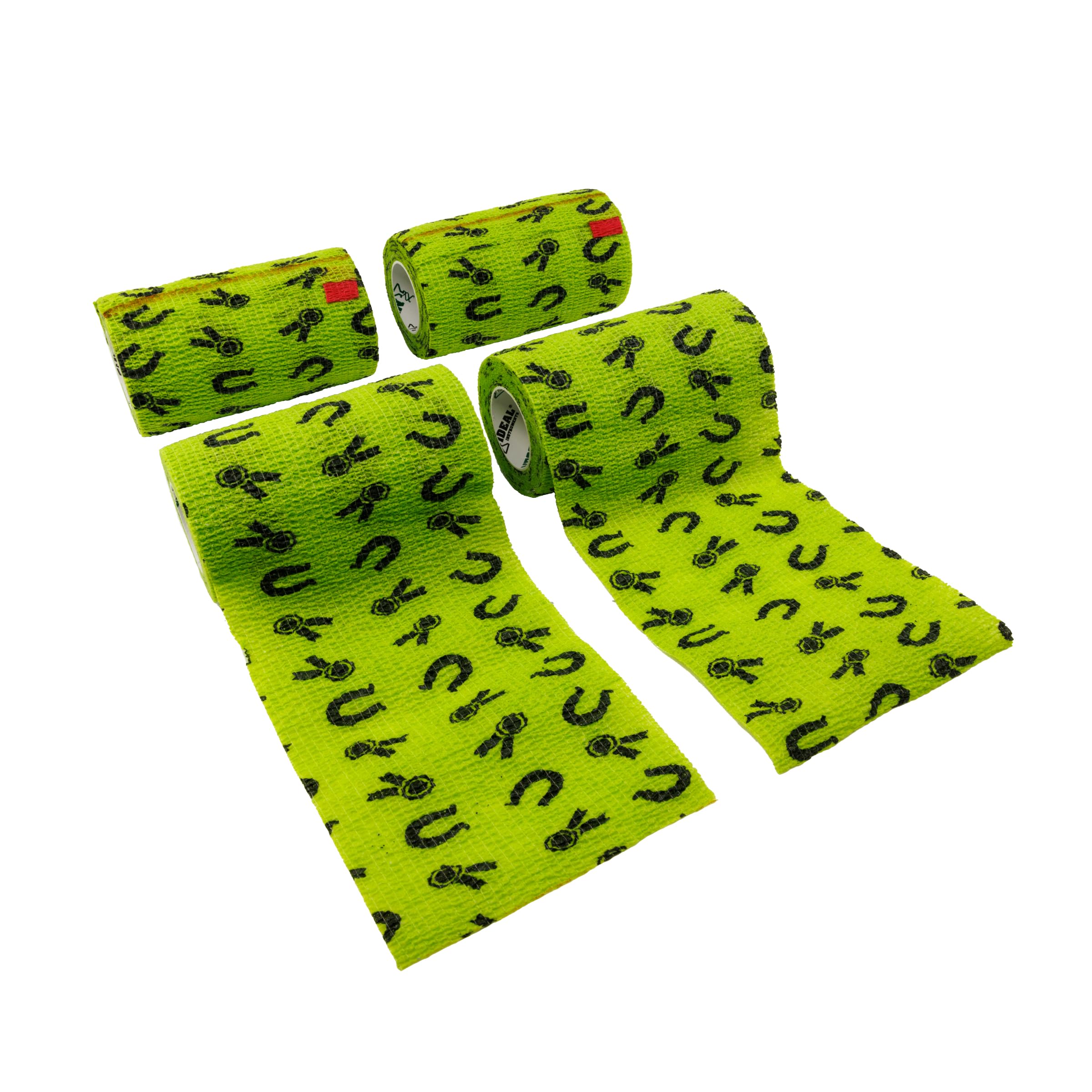 SyrFlex Cohesive Bandage 4    Green Horse Shoes and Ribbons 4pk