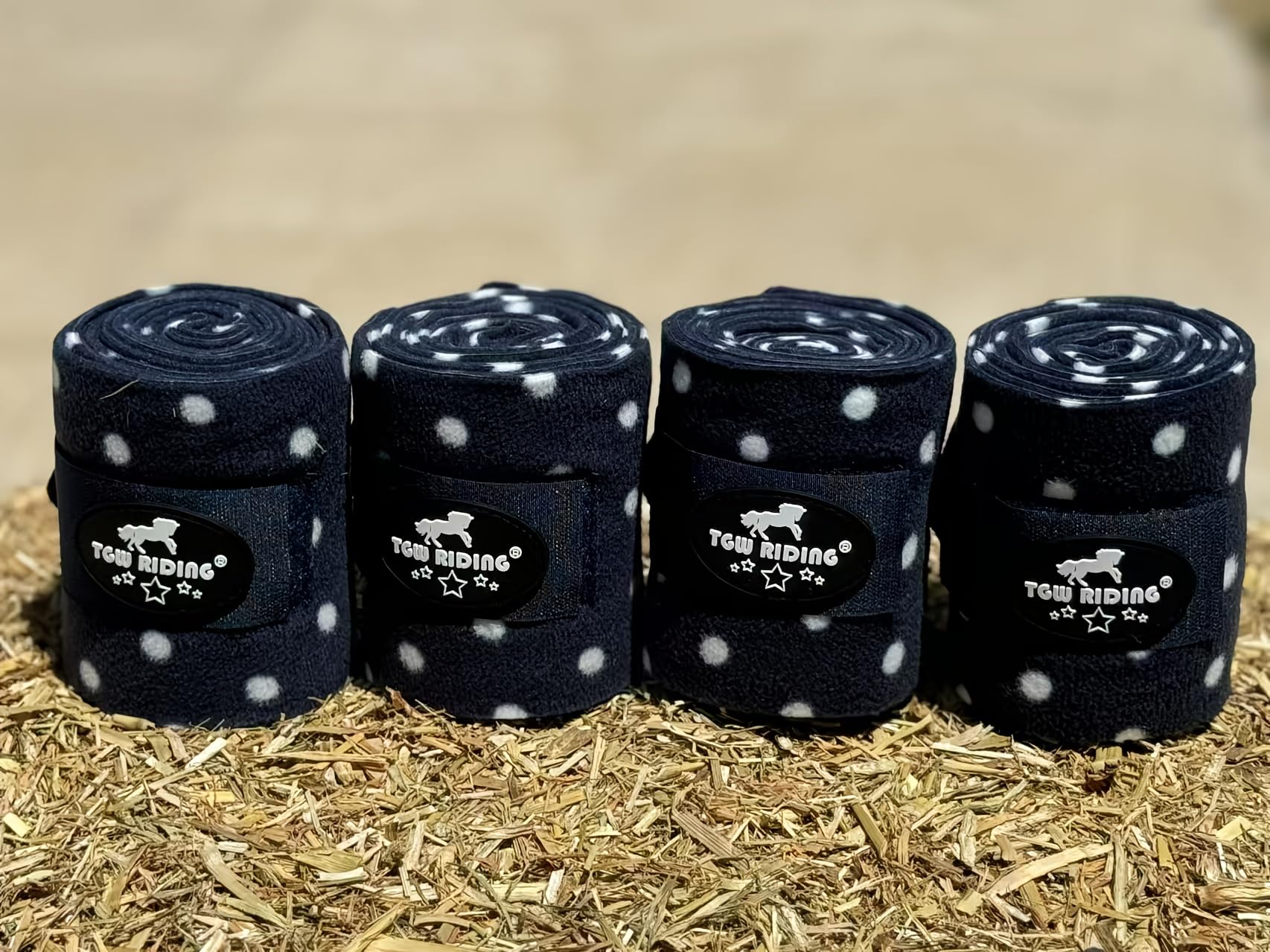 Tgw Riding Horse Polo Leg Wraps, Equine Fleece Polo Wraps (Set Of 4) - Horse Leg Bandages (Navy Blue)