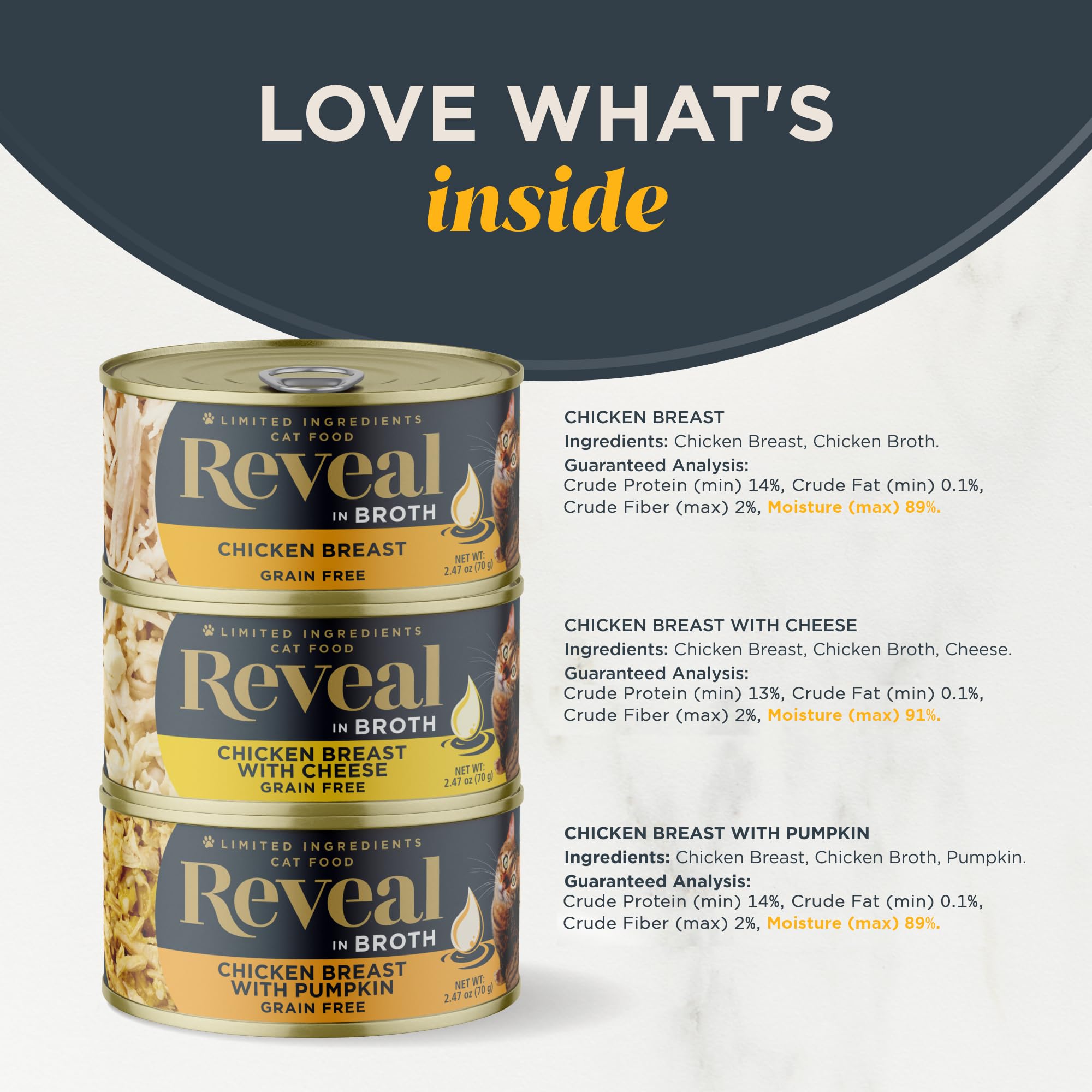 Reveal Natural Wet Cat Food, 12 Count, Grain Free, Limited Ingredient Canned Food for Cats, Chicken Variety in Broth, 2.47 oz Ca