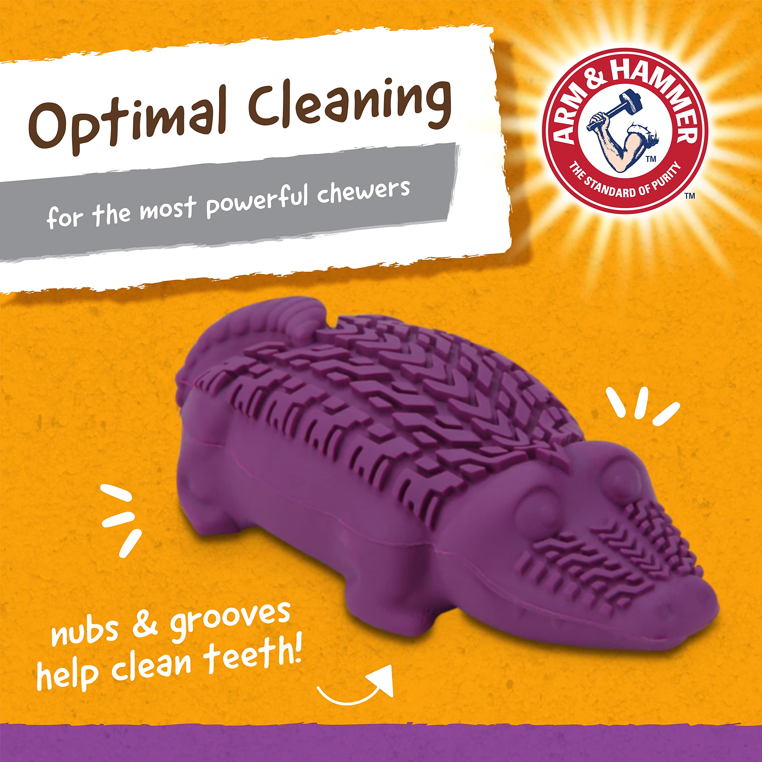 Arm & Hammer For Pets Super Treadz Mini Gator Dental Chew Toy For Dogs Best Dental Dog Chew Toy Dog Dental Chew Toys Reduce Plaque & Tartar Buildup Without Brushing (Pack Of 1)