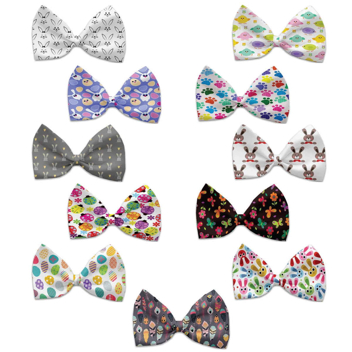 Pet, Dog and Cat Bow Ties, &quot;Easter Group&quot; *Available in 11 different pattern options!* Elastic Band Bright Ladybugs