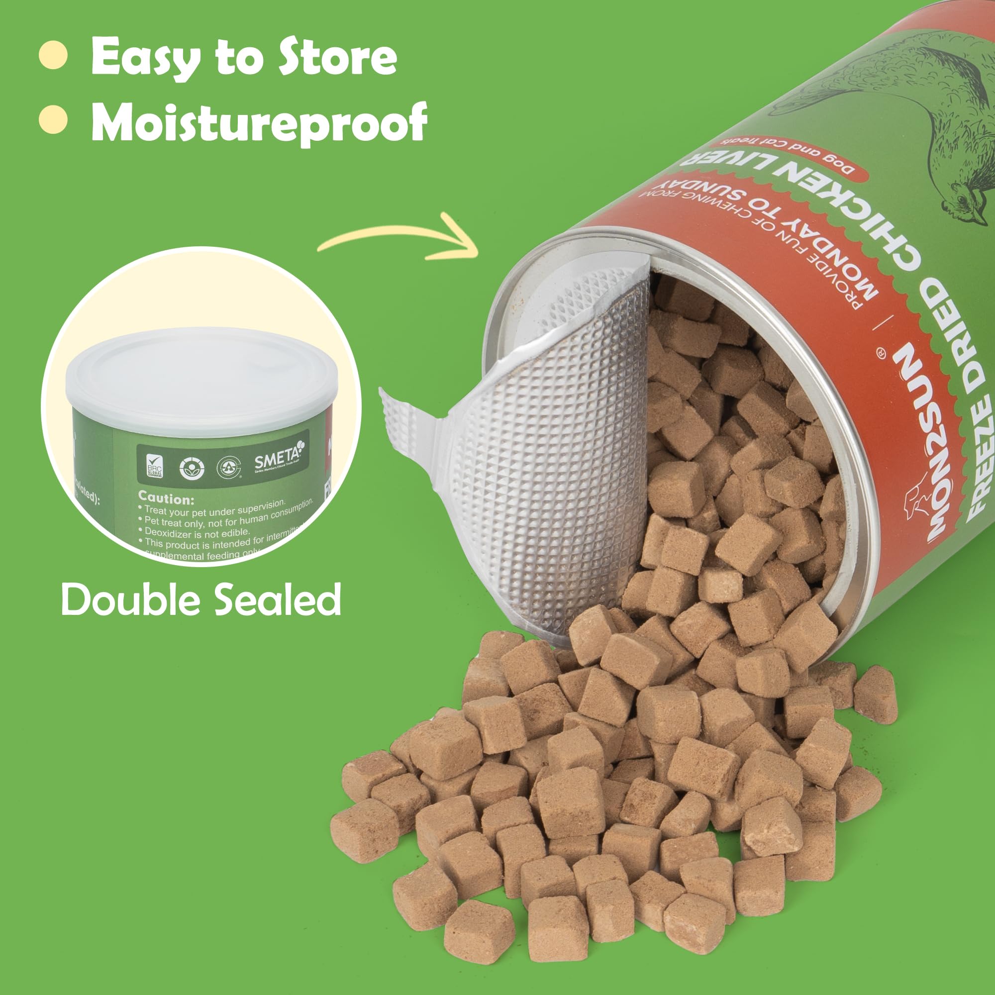MON2SUN Freeze Dried Chicken Liver Cat and Dog Treats, Single Ingredient Natural and Healthy Dog Snacks, High Protein Training T