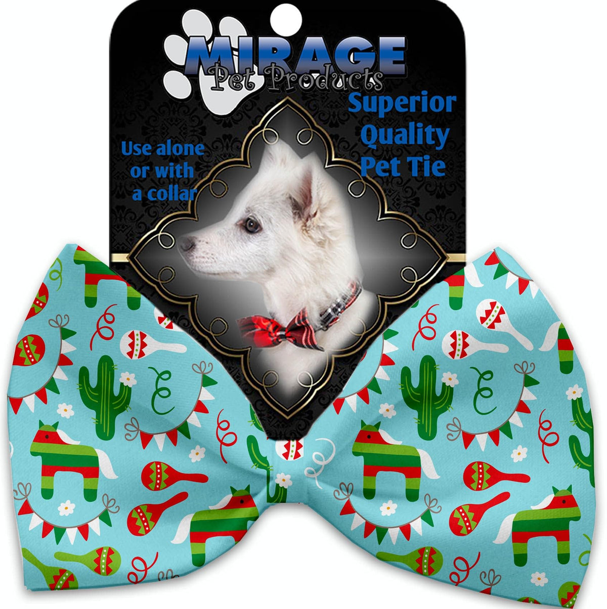 Pet, Dog and Cat Bow Ties, &quot;Wild West Group&quot; *Available in 12 different pattern options!* Elastic Band Turquoise Fiesta