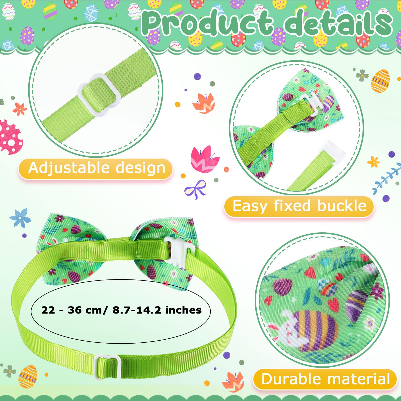 Aliceset 240 Pcs Easter Dog Bows Tie Collar Bulk Spring Adjustable Flower Pet Neckties For Dog Cat Grooming Accessories And Pet