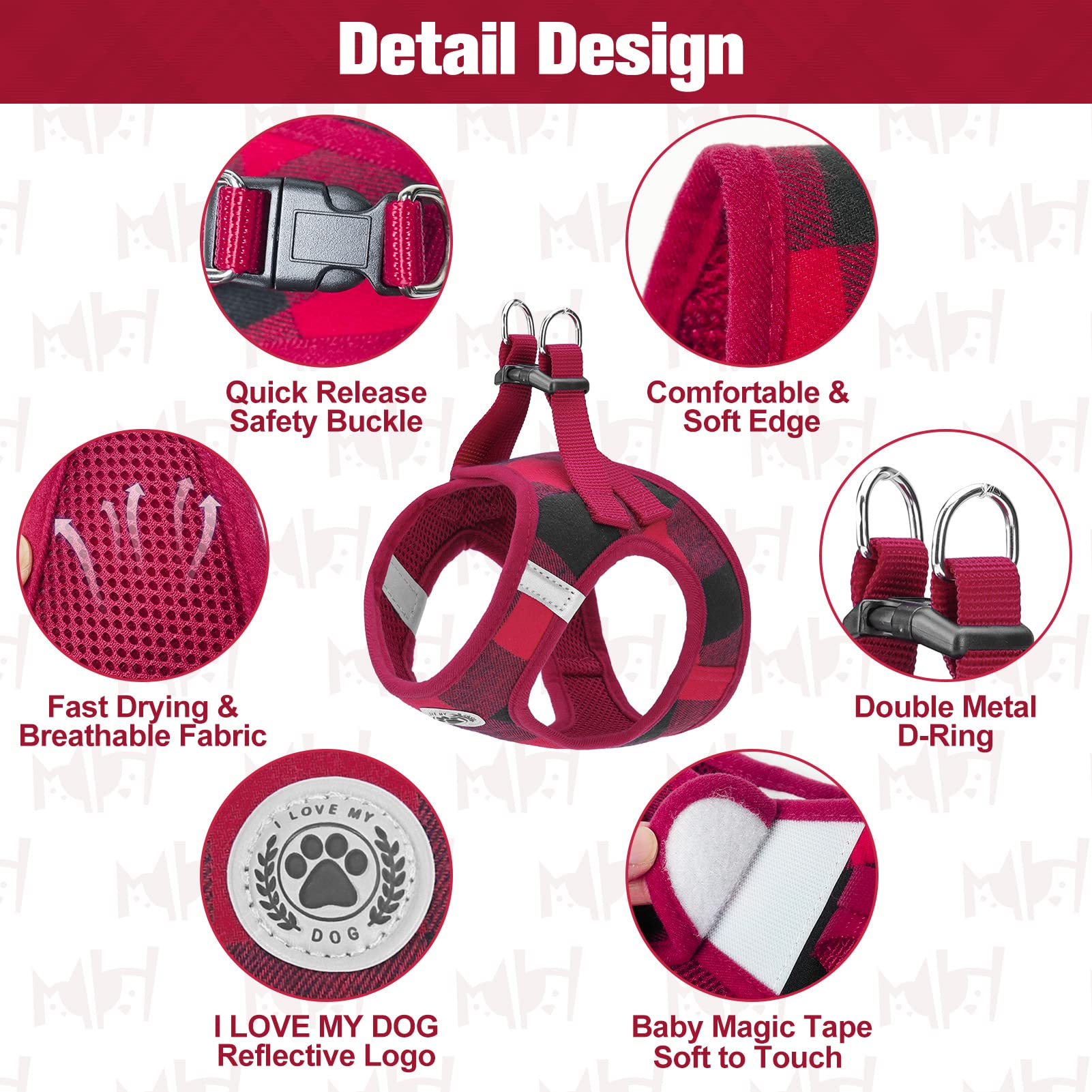 Beautyzoo Small Dog Harness And Leash Set,Step In No Chock No Pull Soft Mesh Dog Harnesses Reflective For Extra-Small/Small Medi