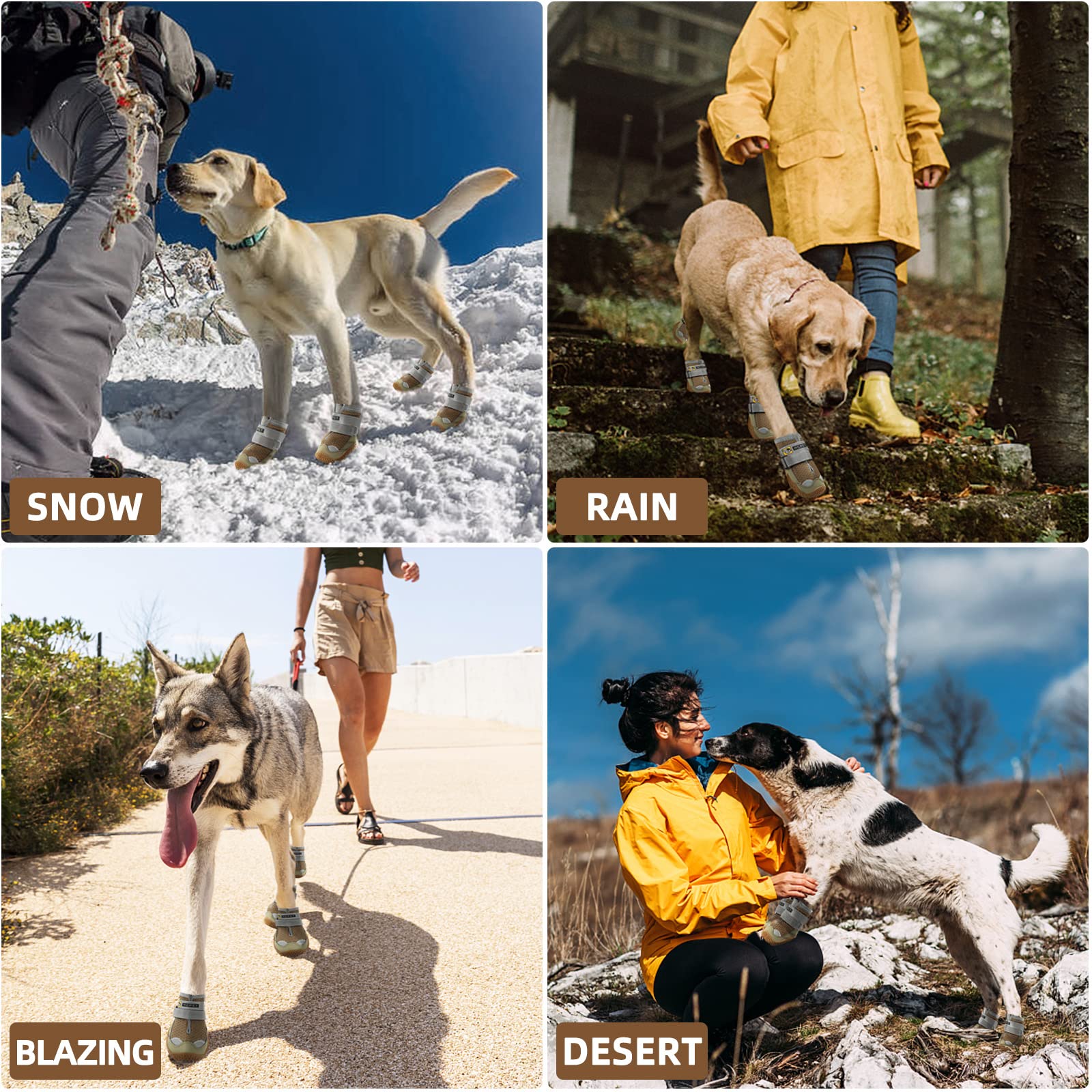 Hcpet Dog Boots Breathable Dog Shoes For Medium Large Dogs, Anti-Slip Dog Booties Paw Protector For For Hot Pavement Winter Snow Hiking With Reflective Straps 4Pcs