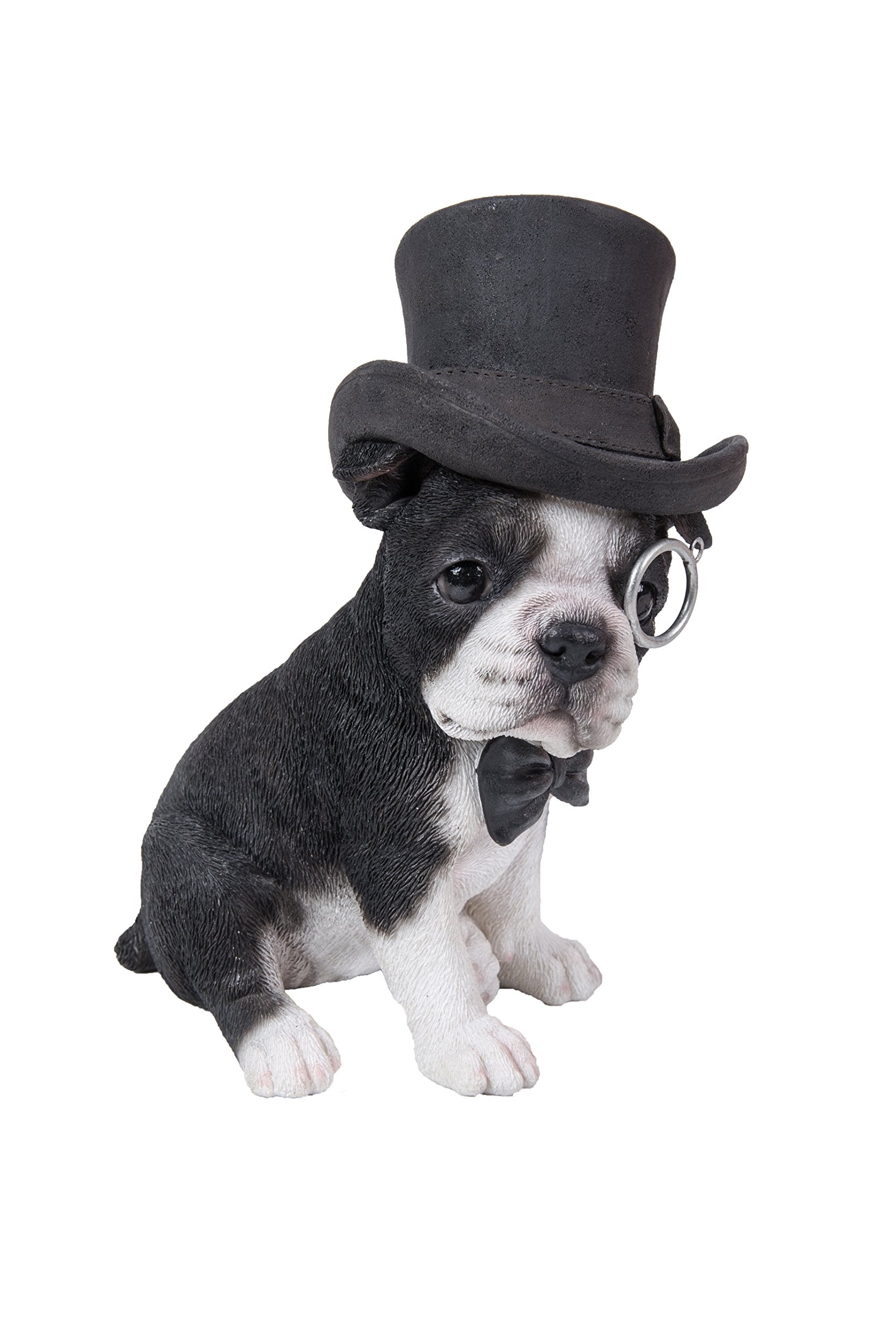 Hi-Line Gift Ltd. Boston Terrier With Top Hat - Spectacle And Bow Tie, Black And White