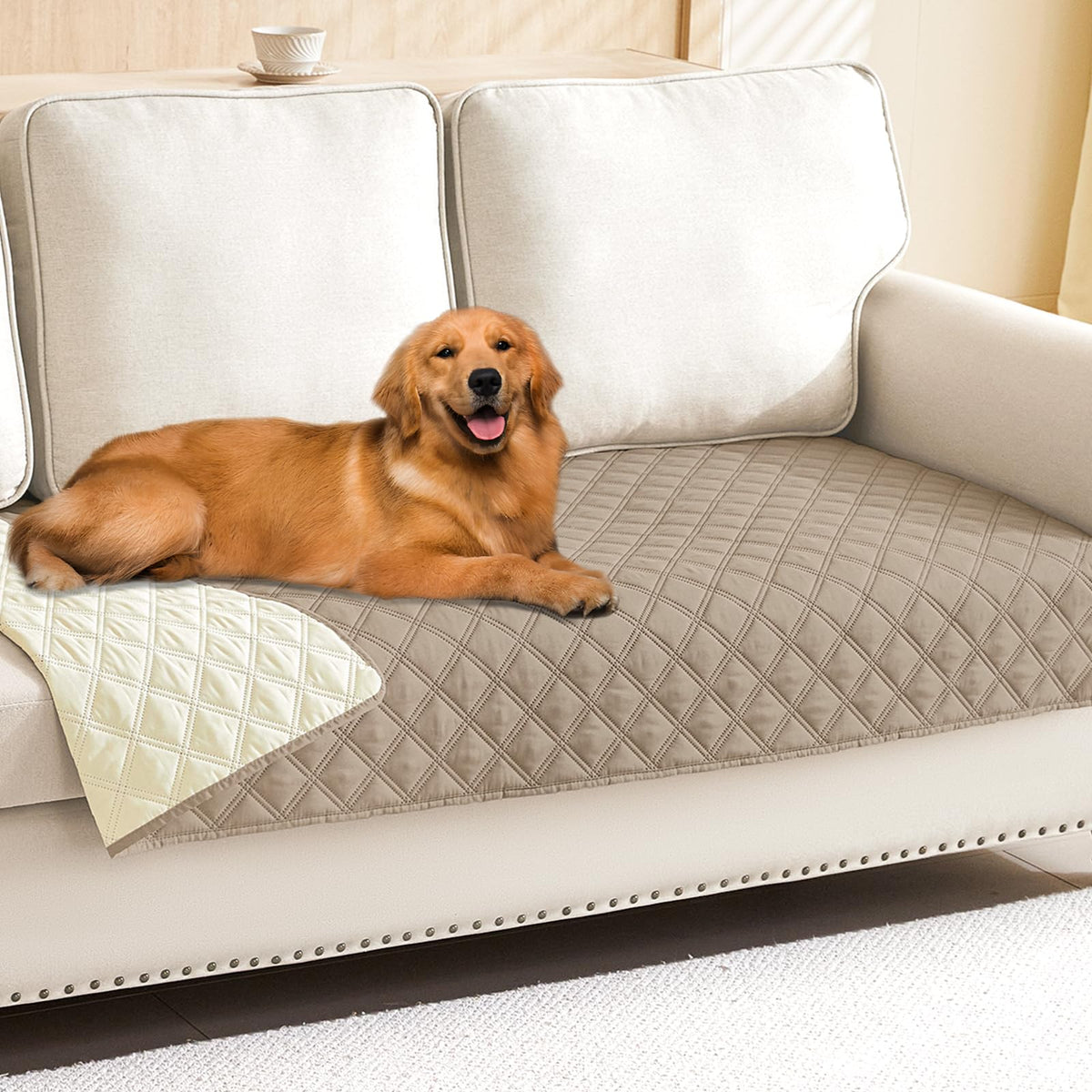 Smiry Waterproof Dog Blanket, Reversible Dog Bed Cover Pet Blanket, Soft Pet Couch Covers For Sofa Washable, Bed Couch Sofa Furniture Protector For Puppy Cat Kids (30'X70', Taupe/Beige)