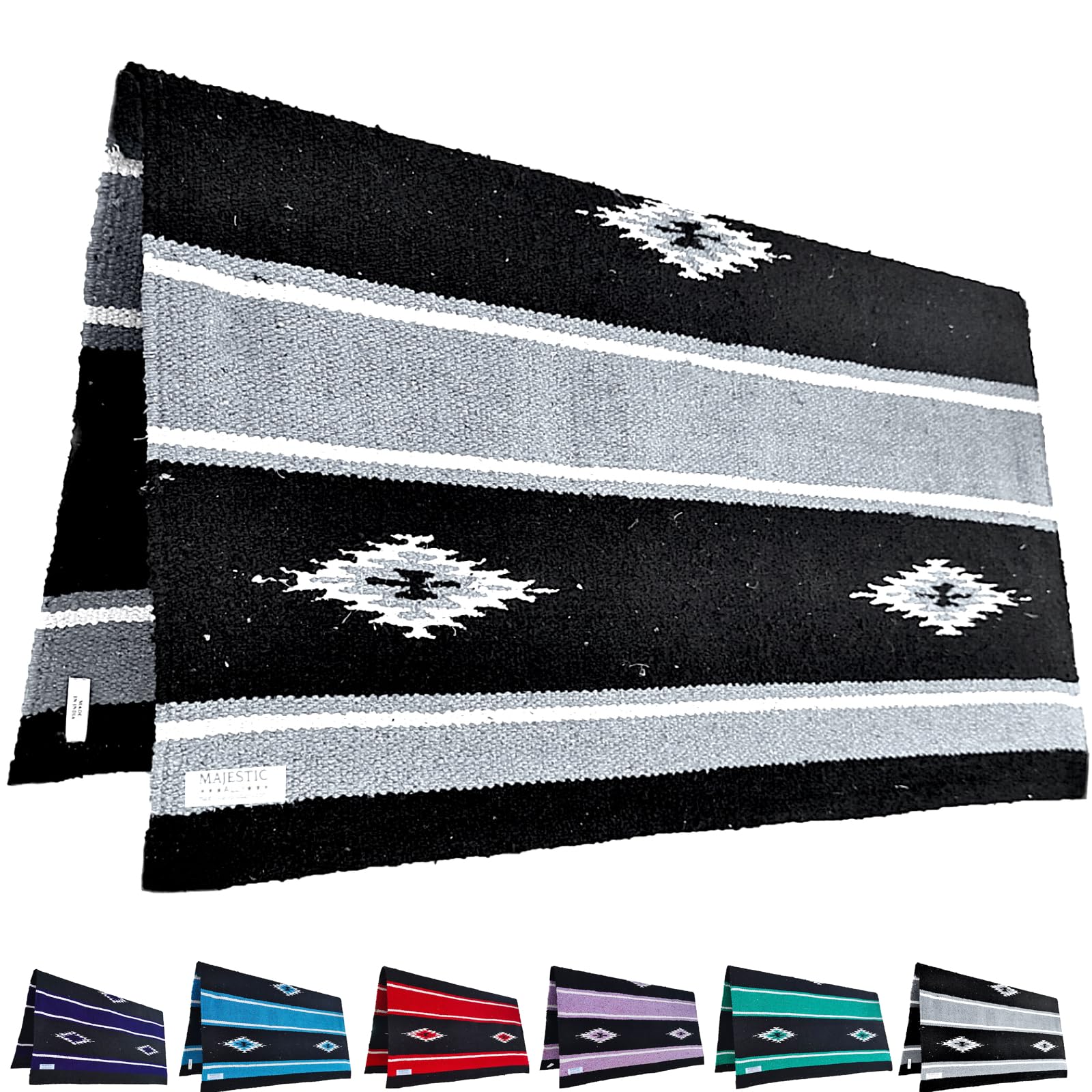 Majestic Ally 36''X 34'' Navajo Design Acrylic Saddle Blanket -2.4 Lbs (Purple And Black)
