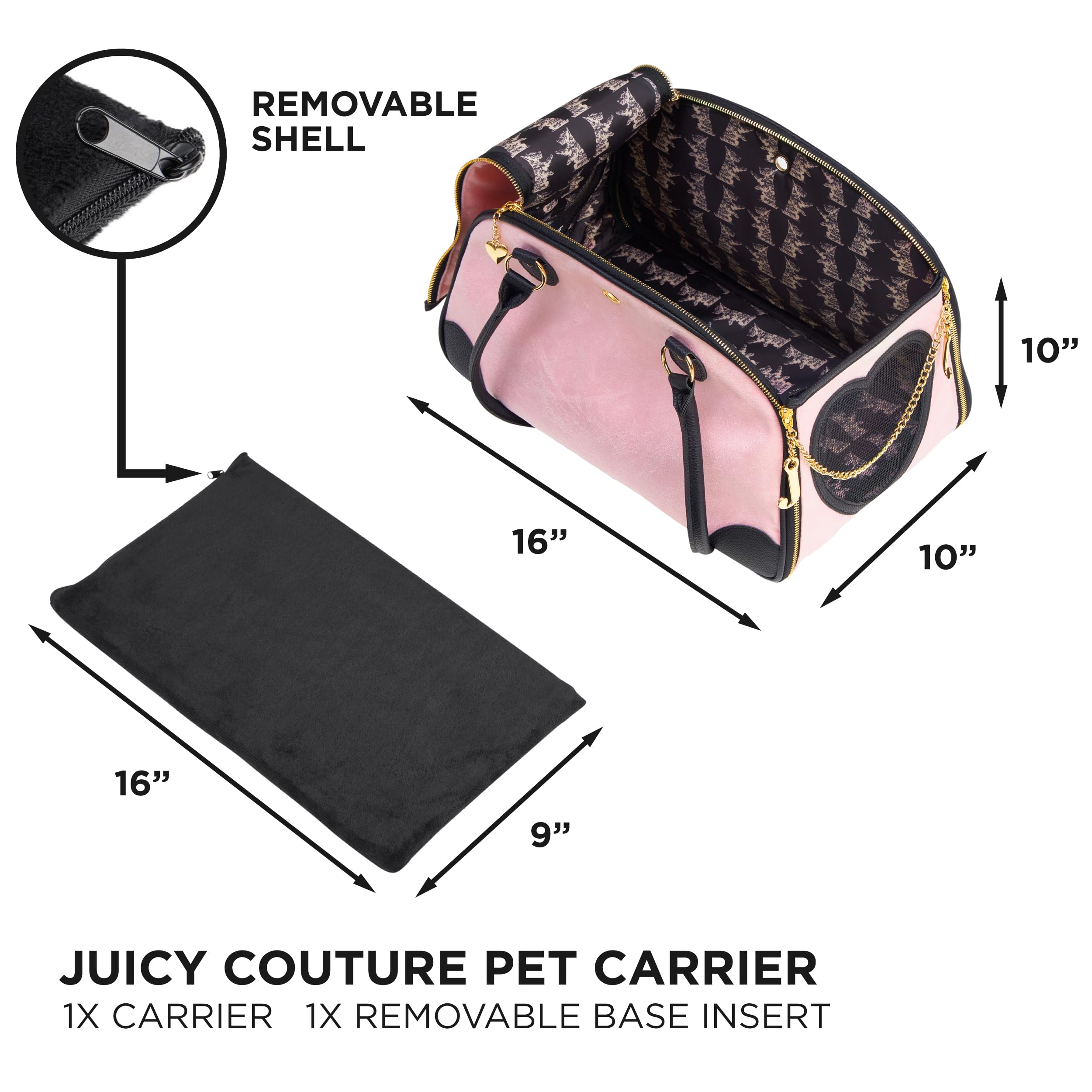 Juicy Couture Give Me Treats Pet Carrier - Stylish Pink Travel Bag for Small Dogs and Cats