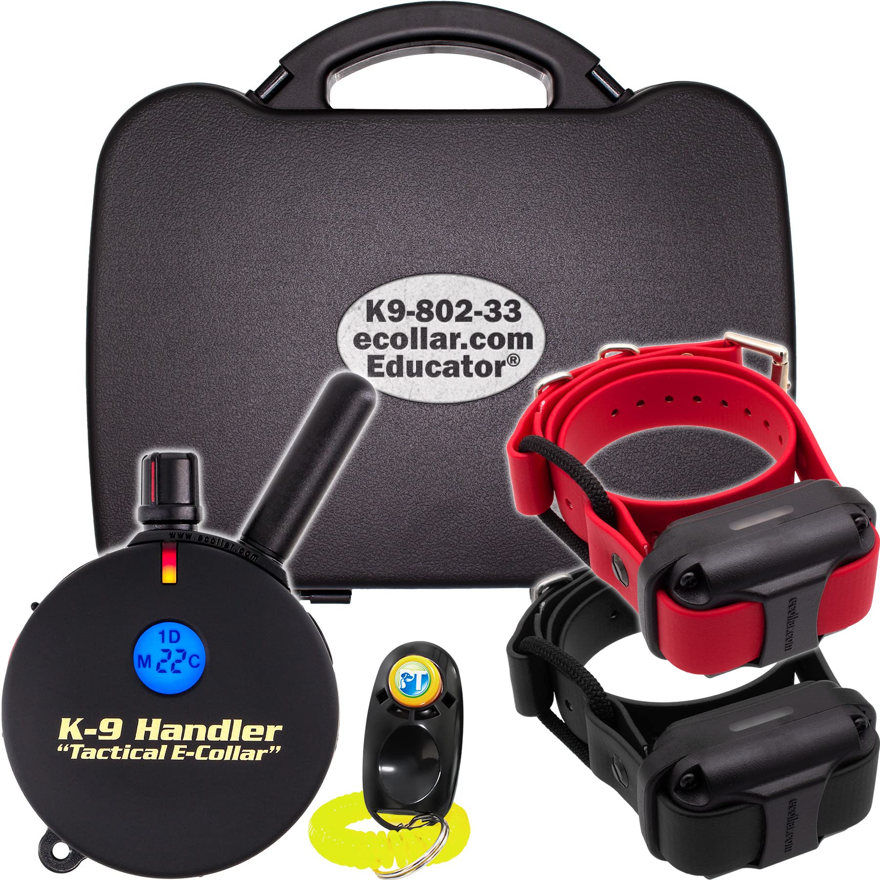Educator K9-802 Two Dogs K9 Handler Professional E-Collar Training Collar With Remote - Up To 1 Mile Range, Waterproof, Recharge