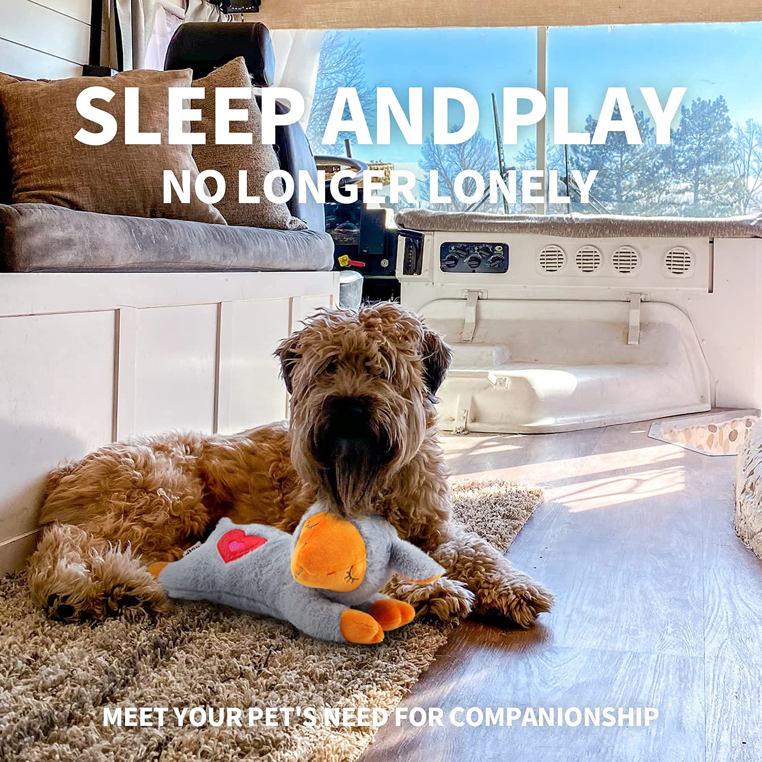 All For Paws Dog Stuffed Animals With Heartbeat,Small Dog Toys For Dog Anxiety Relief,Puppy Behavioral Training Aid Toy Dog Stuff (Grey Sheep(Heartbeat + Warm Bag))