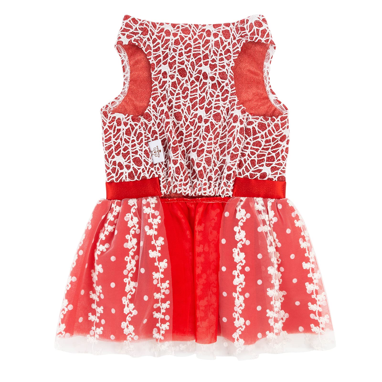 Cutebone Red Dog Dress Outfit Puppy Skirt Shining Embroiderd Tutu With Bowknot Pet Clothes Girl For Wedding Birthday Party Cat Apparel Dd09S