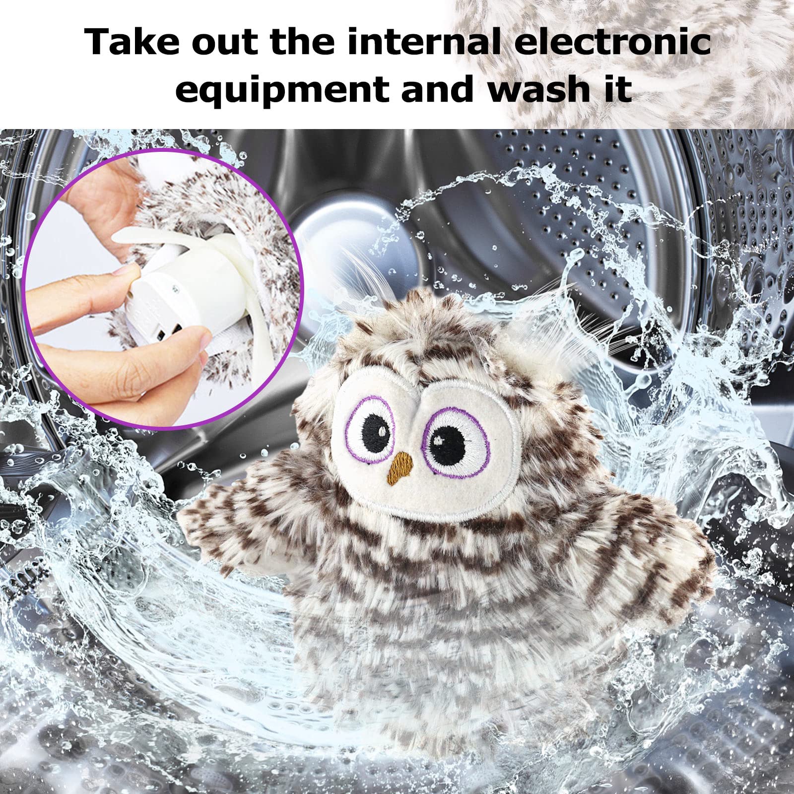 Interactive Flapping Wings Owl Cat Toys,Bird Sound Catnip Toys For Cats,Rechargeable 3 Vibration Modes Indoor Cat Toy,For Preven