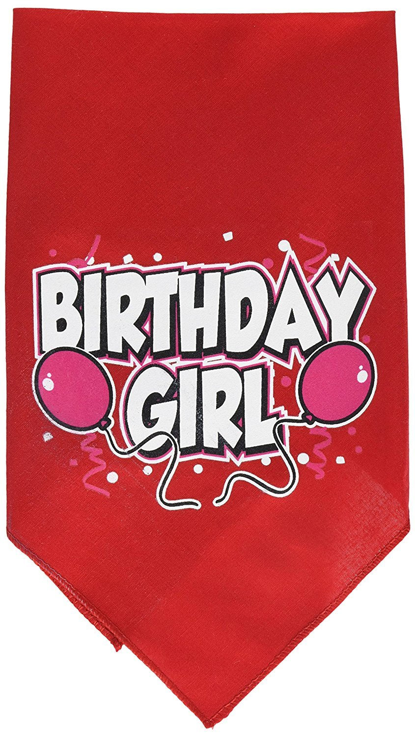 Pet and Dog Bandana Screen Printed, &quot;Birthday Girl -or- &quot;Birthday Boy&quot; Red Birthday Girl(Small)