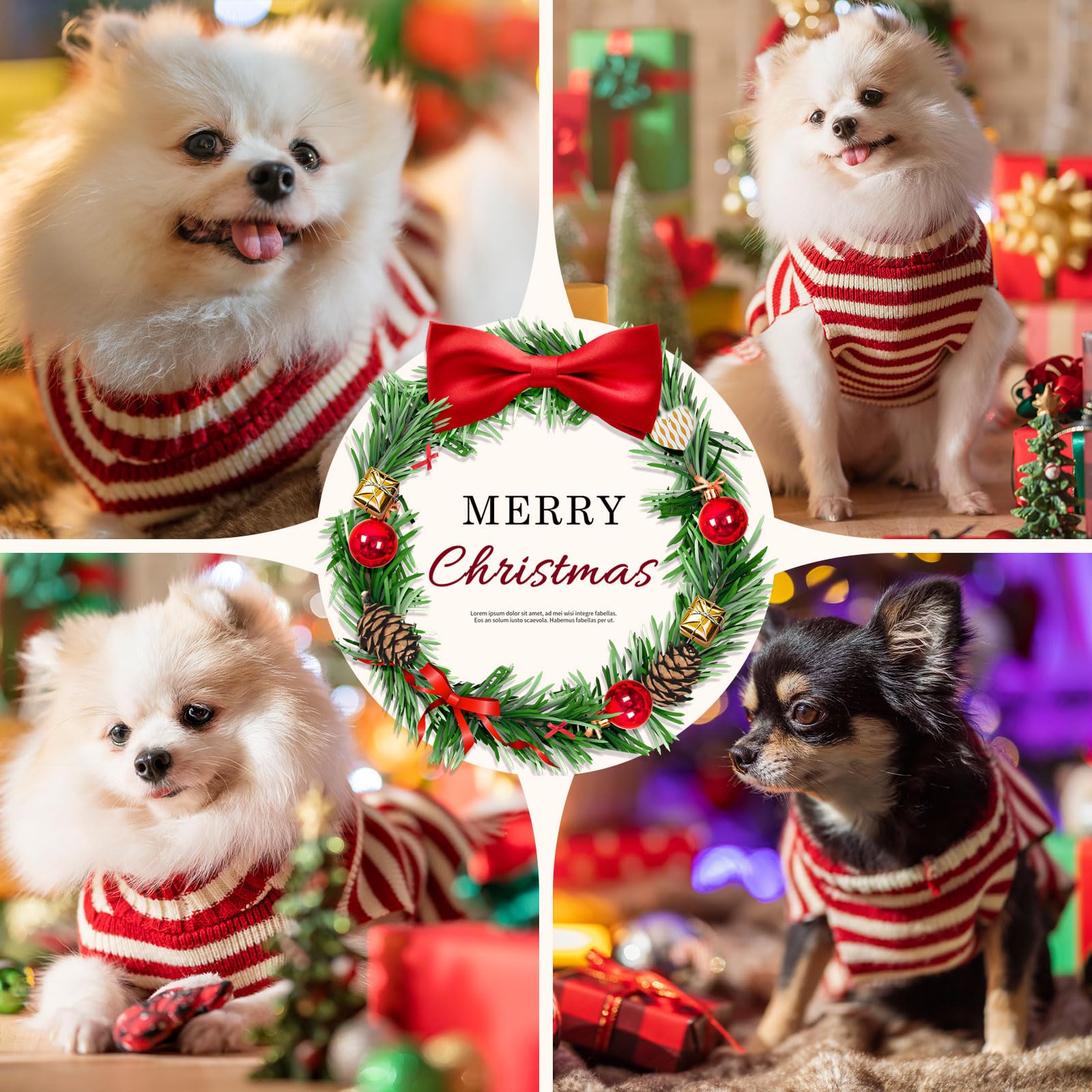 Doggyzstyle Dog Christmas Sweater Xmas Pet Clothes Cute Striped Santa Claus Costume Holiday Puppy Cat Jumpers Outfits New Year G