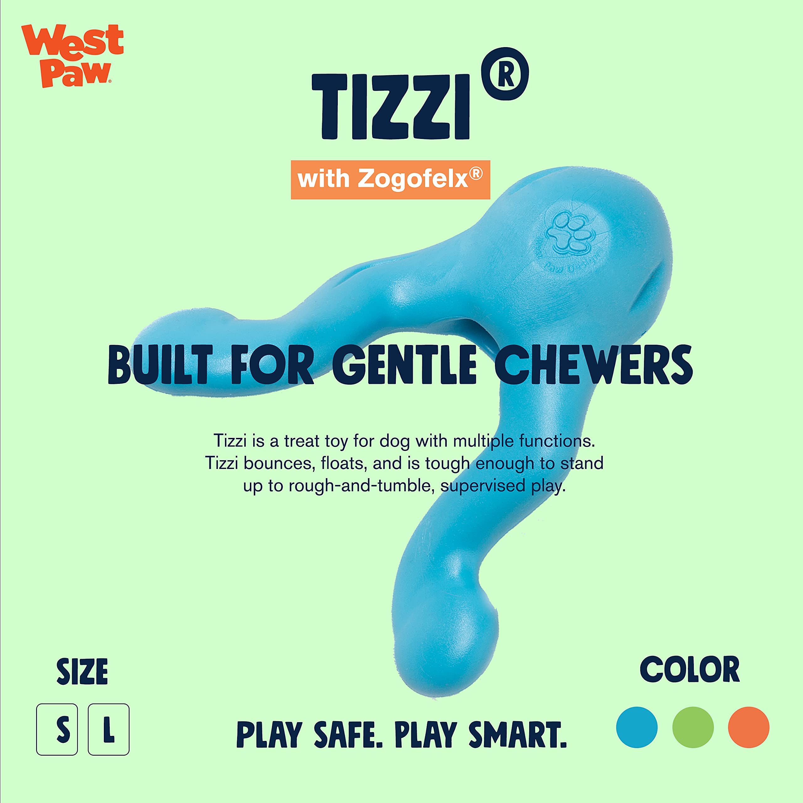 WEST PAW Zogoflex Tizzi Treat Dispensing Dog Toy - Interactive Play Toy for Dogs, Puppies - Floatable, High-Flying Dog Toys for