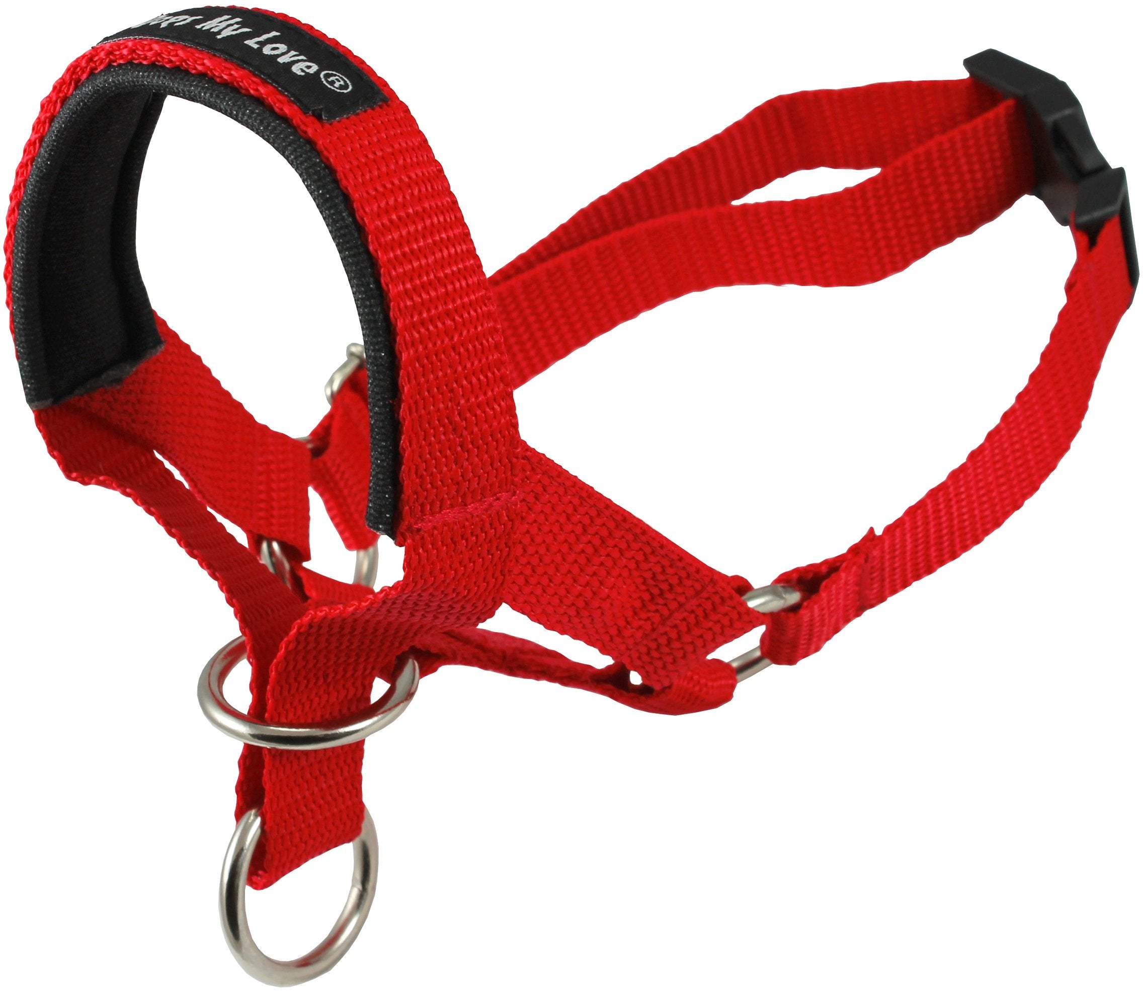 Dog Head Collar Halter Red 6 Sizes (S: 6.5'-8.25' Snout)
