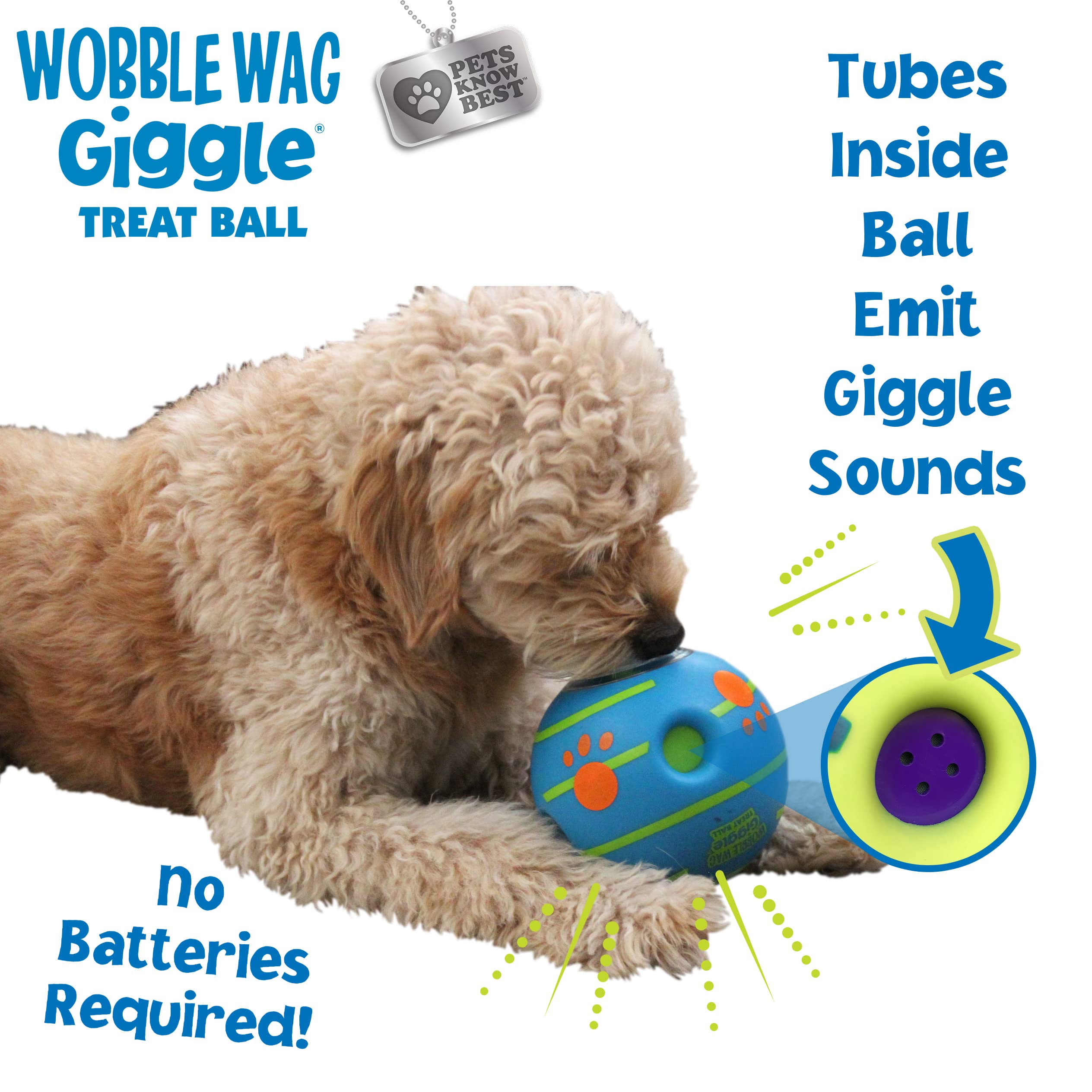 Wobble Wag Giggle Treat Ball- Interactive Dog Toy & Treat Dispenser, Fun Giggle Sounds When Rolled or Shaken, Great for Dogs Pet