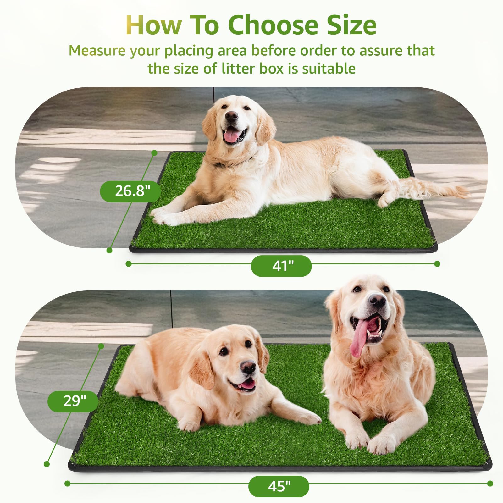 Loobani 45X29In Large Dog Grass Potty Tray - Dog Litter Box With 2-Pack Replacement Artificial Grass Puppy Training Pads - Potty
