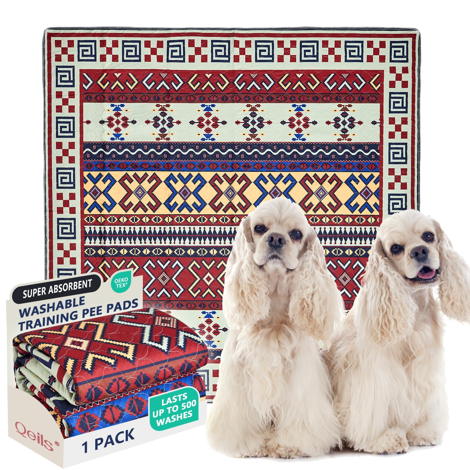 Qeils Washable Pee Pads For Dogs, Reusable Puppy Pads Super Absorbent Leakproof Dog Training Pads, Non-Slip Wee Wee Pads For Cra