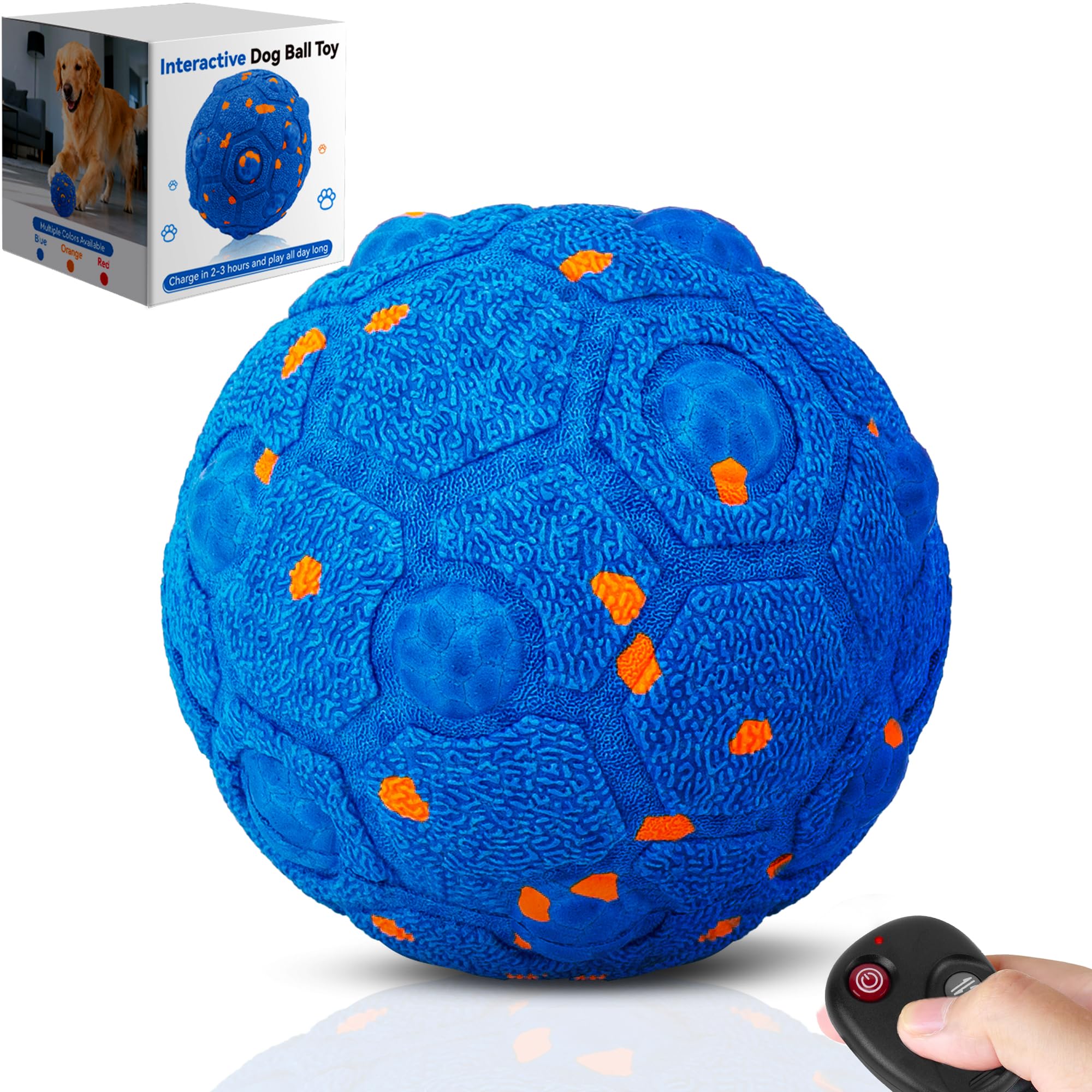 Newget Interactive Dog Toy Ball with Remote, 3 Modes Smart Moving Dog Balls with Touch Wake-Up, Automatic Bouncing/Rolling Chew-