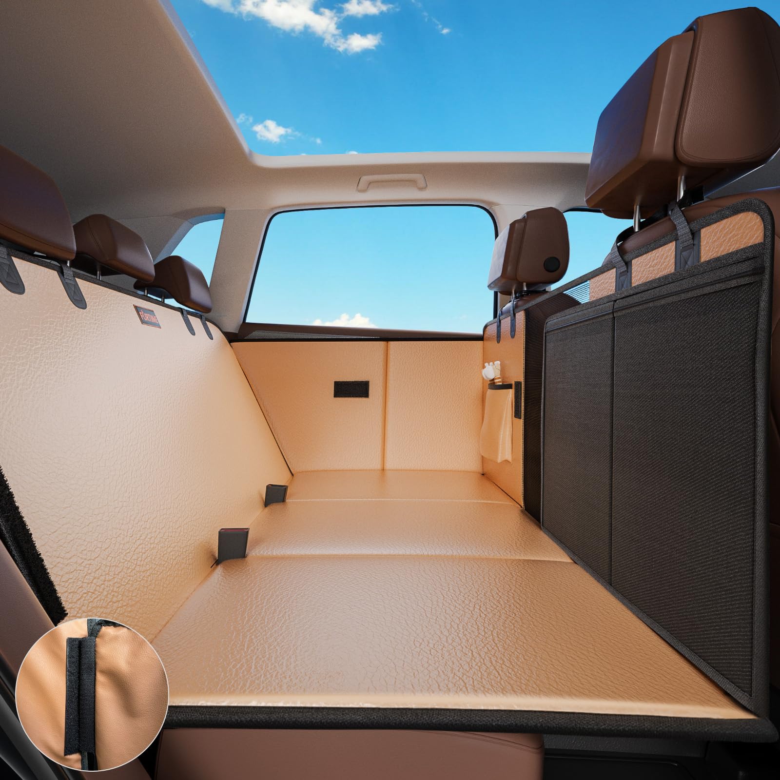 Furtime Dog Car Seat Cover For Back Seat, Upgraded Pu Leather Back Seat Extender With Hard Bottom Holds 400Lbs, Waterproof Anti-