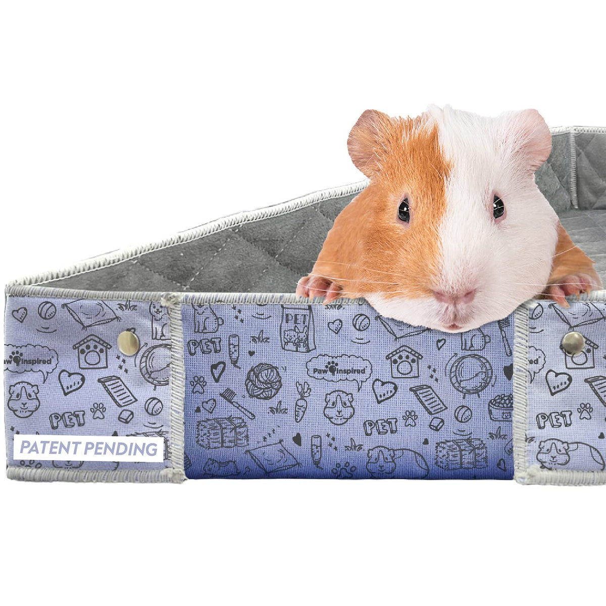 Paw Inspired Critter Box Washable Cage Liner With Raised Sides, Fleece Bedding With Waterproof Bottom, Edge Protected Pee Pads F