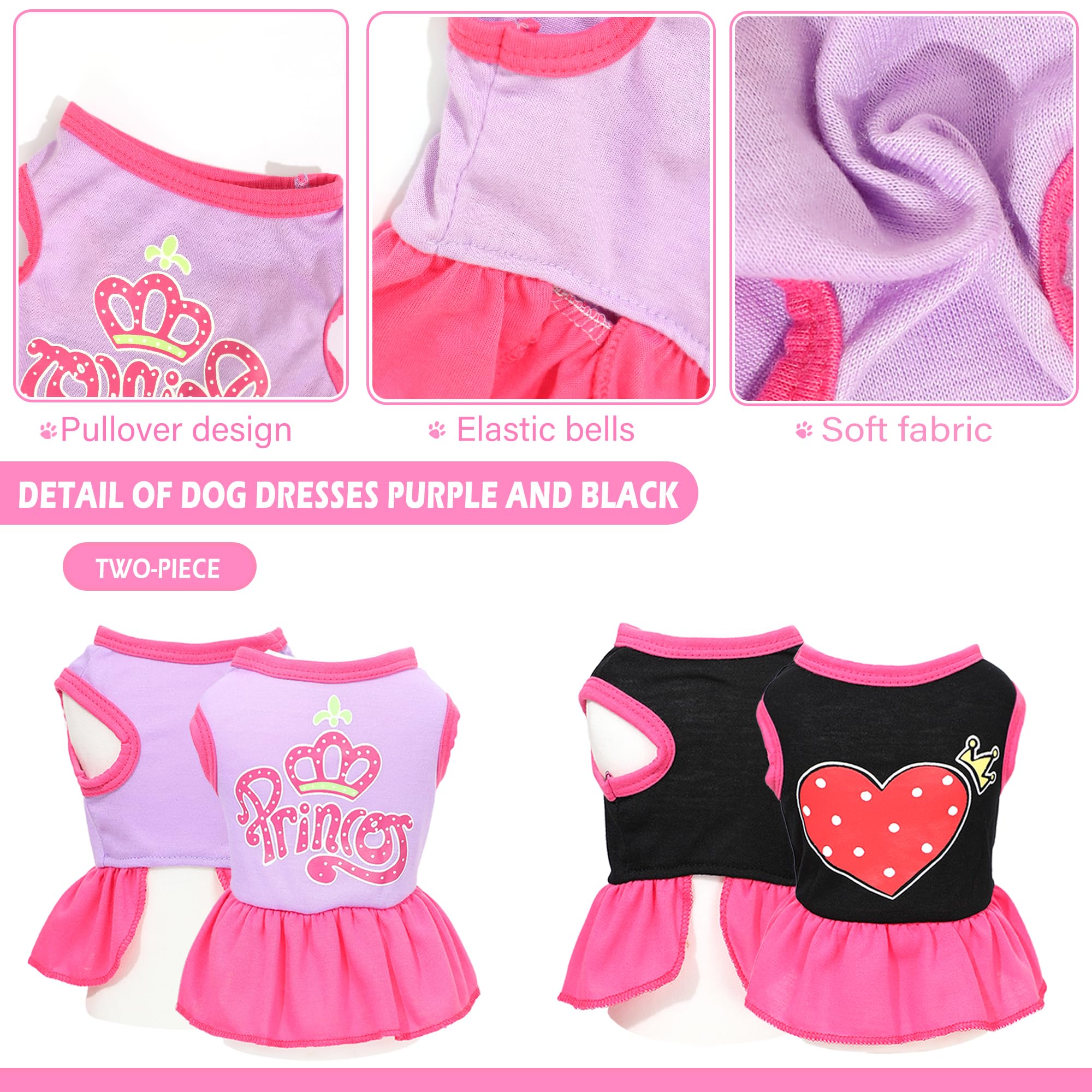 2 Pack Dog Dresses Summer Puppy Sundress Dress Shirts Love Pattern Cute Dog Clothes For Small Dogs Girl For Chihuahua Yorkie Shi