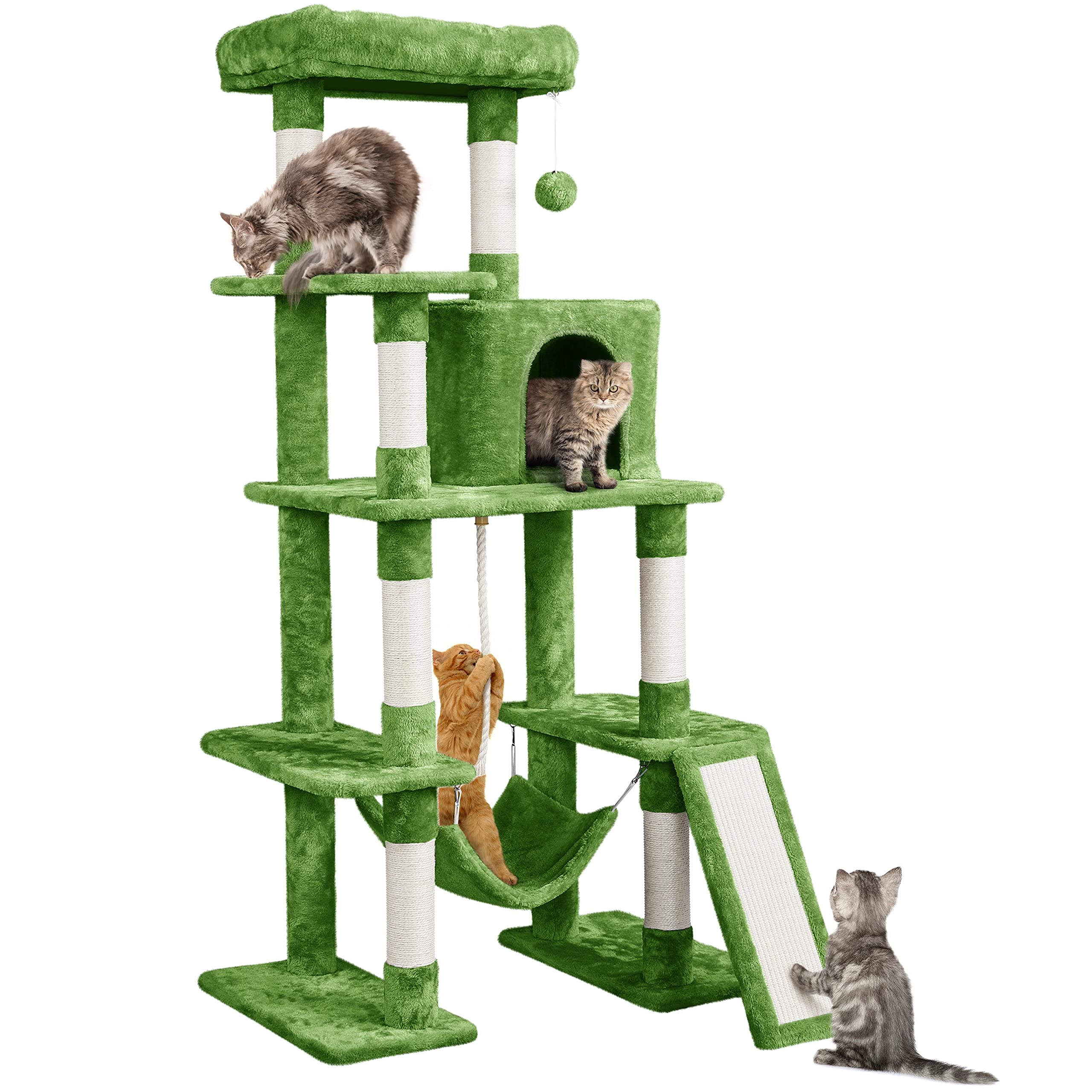 Yaheetech Cat Tree Cat Tower, 63In Multi-Level Cat Tree For Indoor Cats W/Sisal-Covered Scratching Posts & Condo, Cat Furniture 