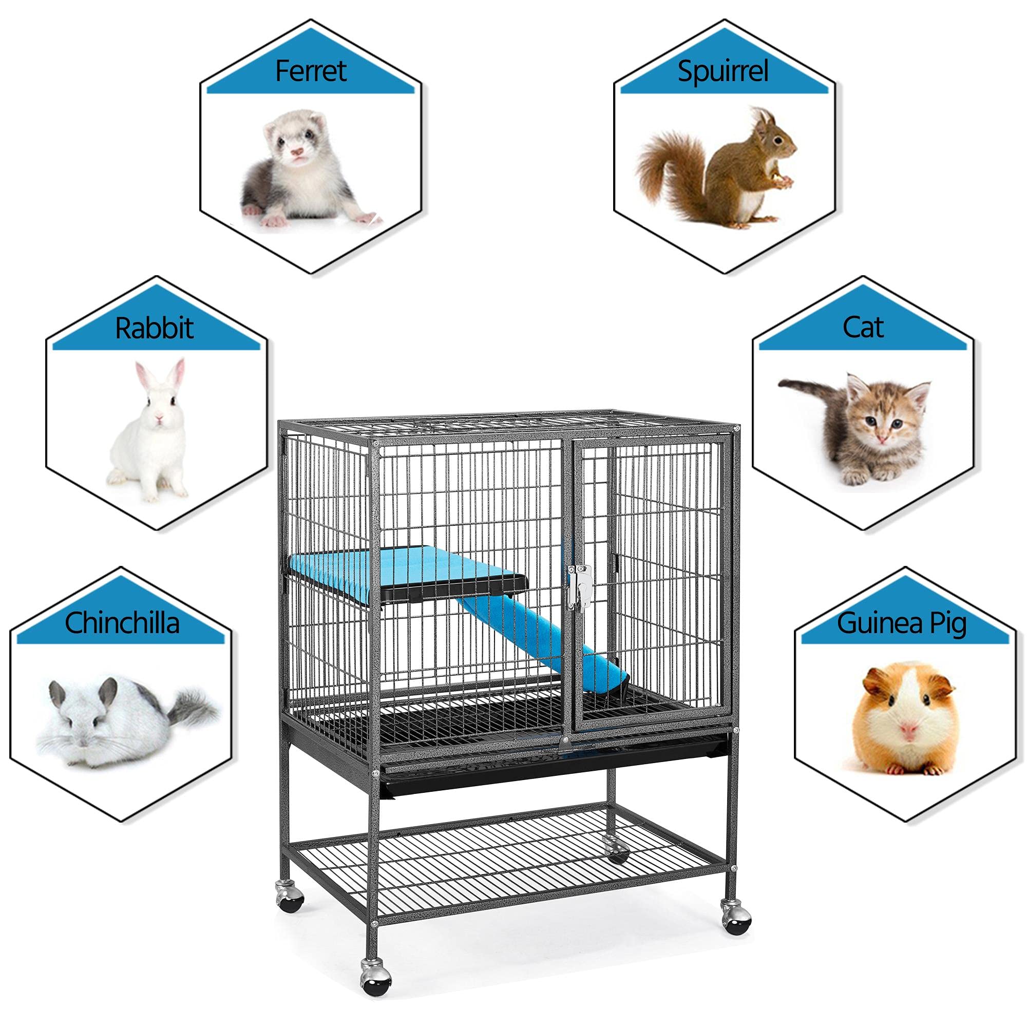 Yaheetech Metal 34'' Ferret Cage Critter Nation Cage Indoor For Adult Rats/Rabbits/Ferrets/Chinchillas 2-Tiers Small Animal Cage