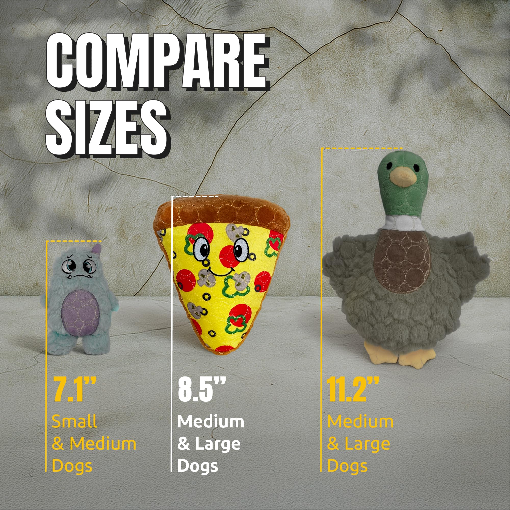 Bite Force -Durable & Strong Dog Toy Pizza Slice with Squeaker, Kevlar-Reinforced for Aggressive Chewers for Small Medium Large