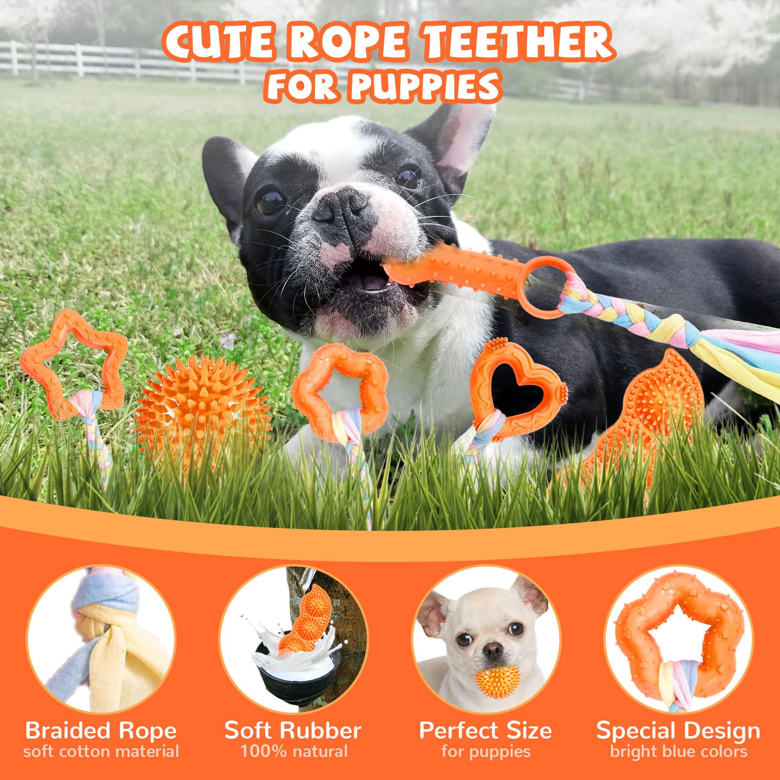 Abrrlo 6 Pack Puppy Teething Toys Cute Orange Puppy Chew Toys For Teething Durable Small Dog Chew Toy For Puppies Small Dog Sque